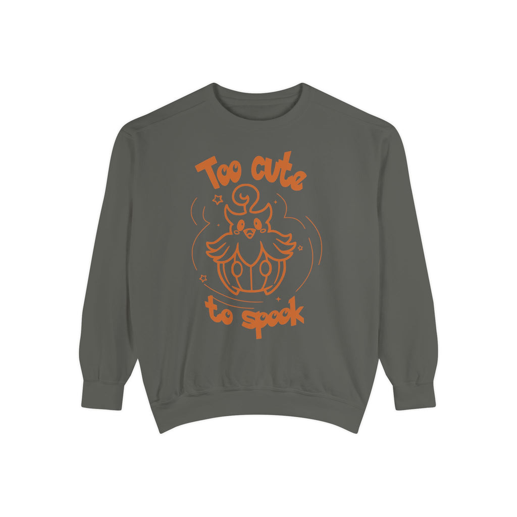 Too Cute to Spook Crewneck Sweatshirt | Comfy Halloween Theme Ghost Pumpkin Design