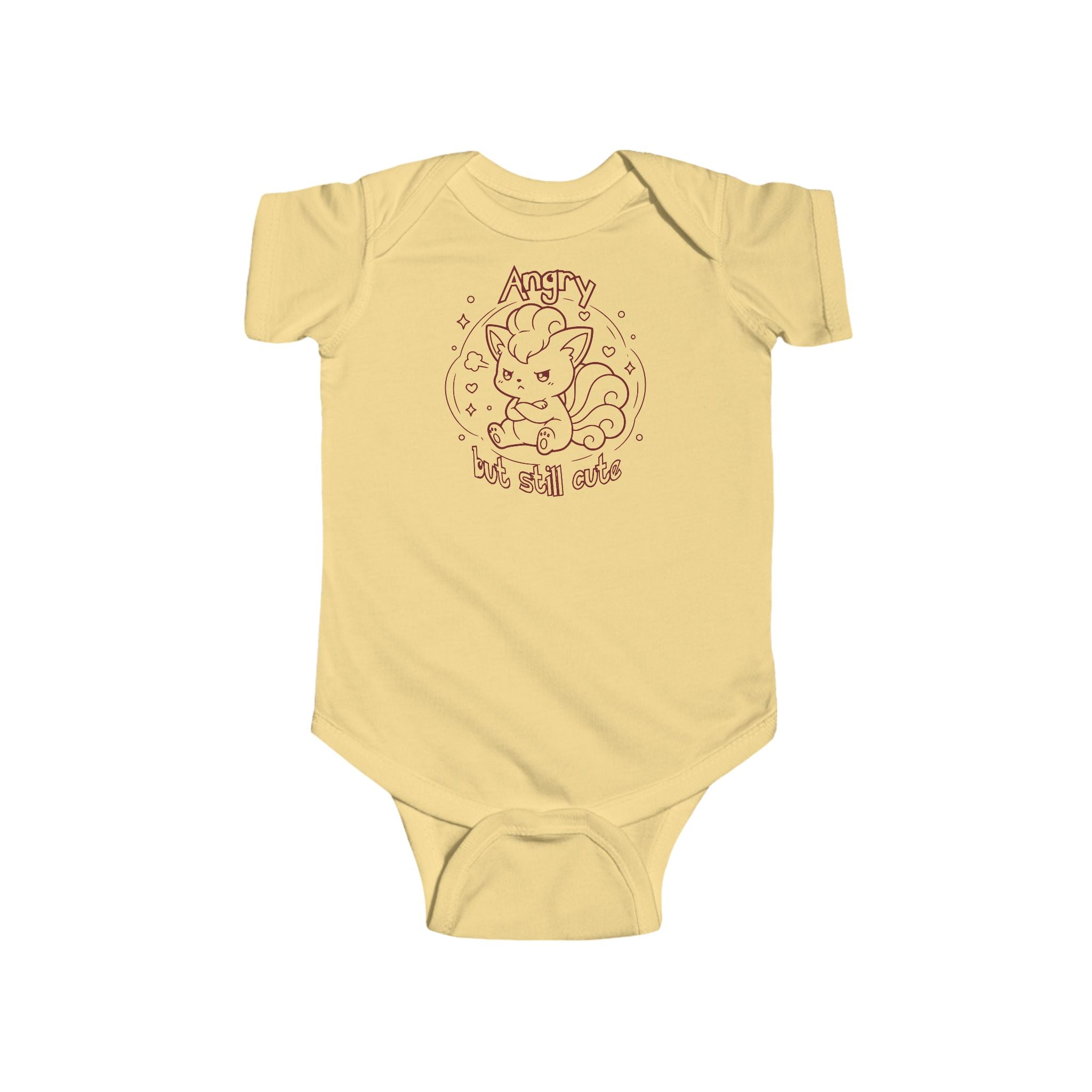 Baby Fox Angry but still cute Grumpy Cute Fox infant bodysuit | Pouting Illustration newborn gift