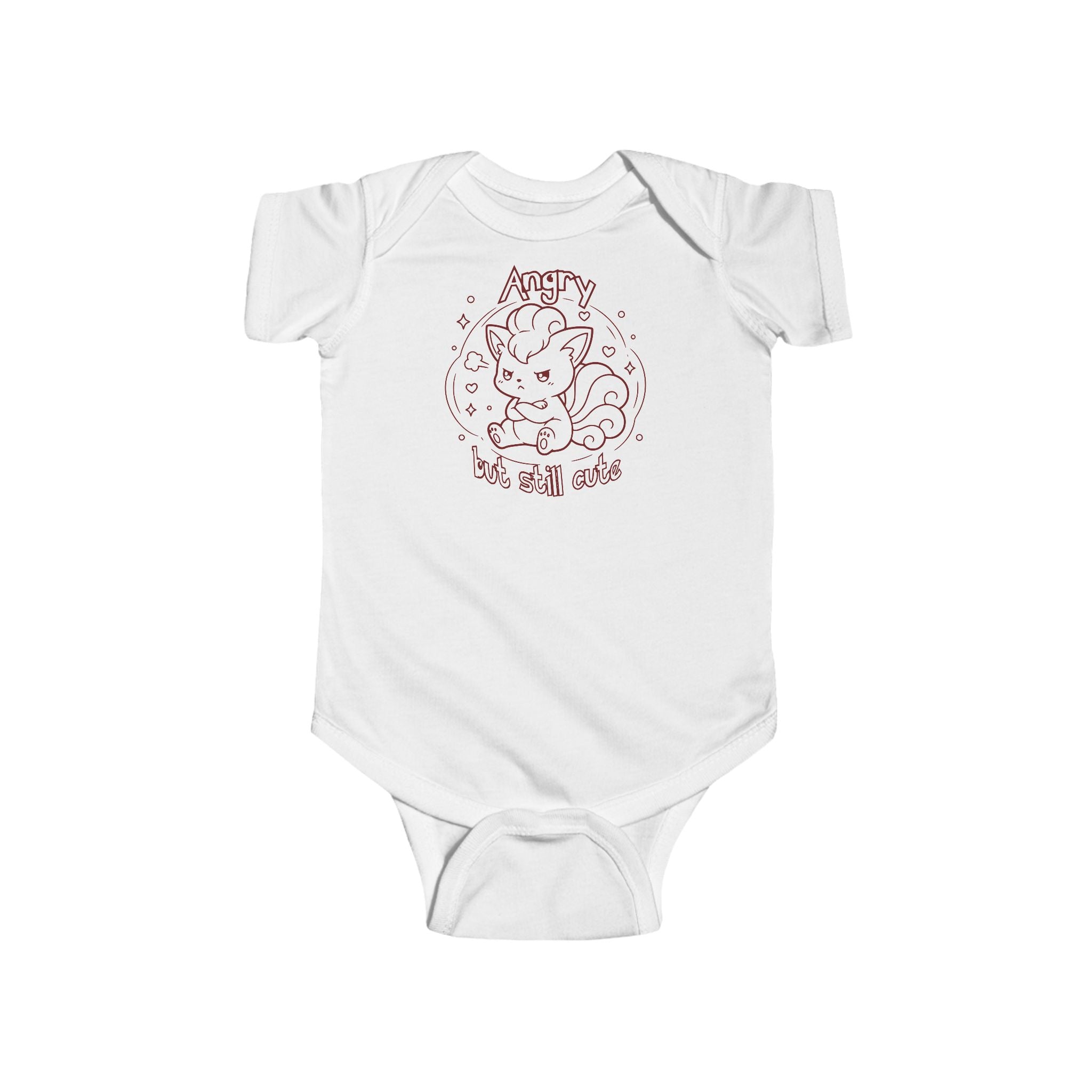 Baby Fox Angry but still cute Grumpy Cute Fox infant bodysuit | Pouting Illustration newborn gift