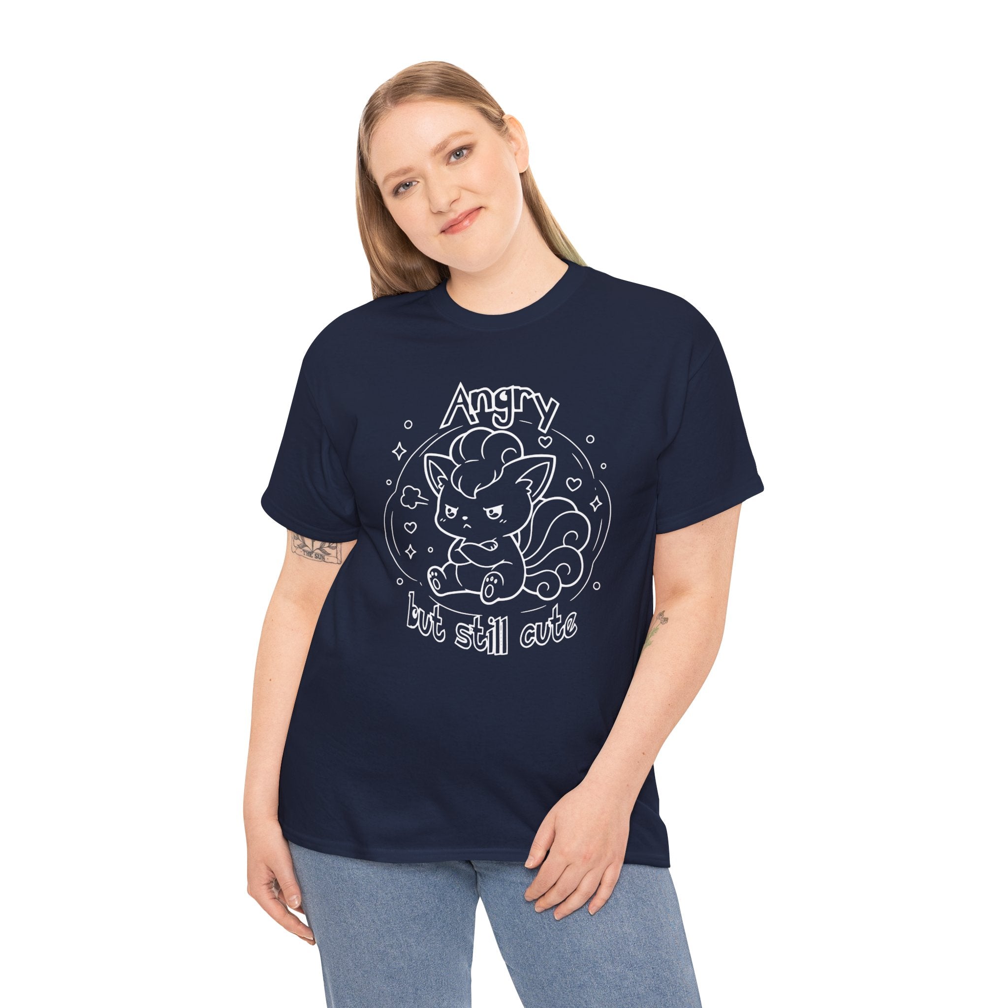 Fox Angry but still cute Grumpy Cute Fox Lady Shirt | Pouting Fox Illustration