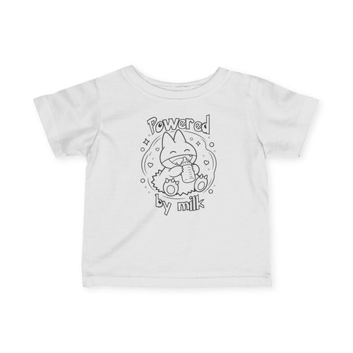 Baby Powered by Milk Infant T-Shirt | Cute Monster Drinking Bottle Shirt