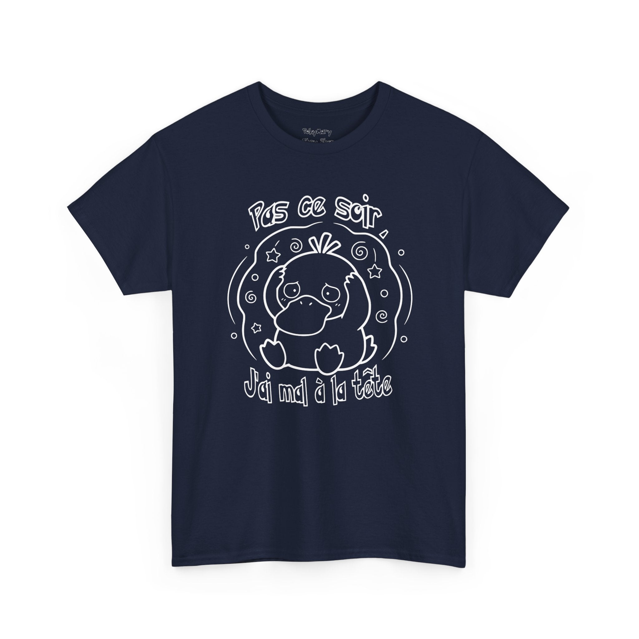 Canard Pas ce soir j'ai mal à la tête T-Shirt drôle francophone Animal Adorable Cadeau femme blonde copine