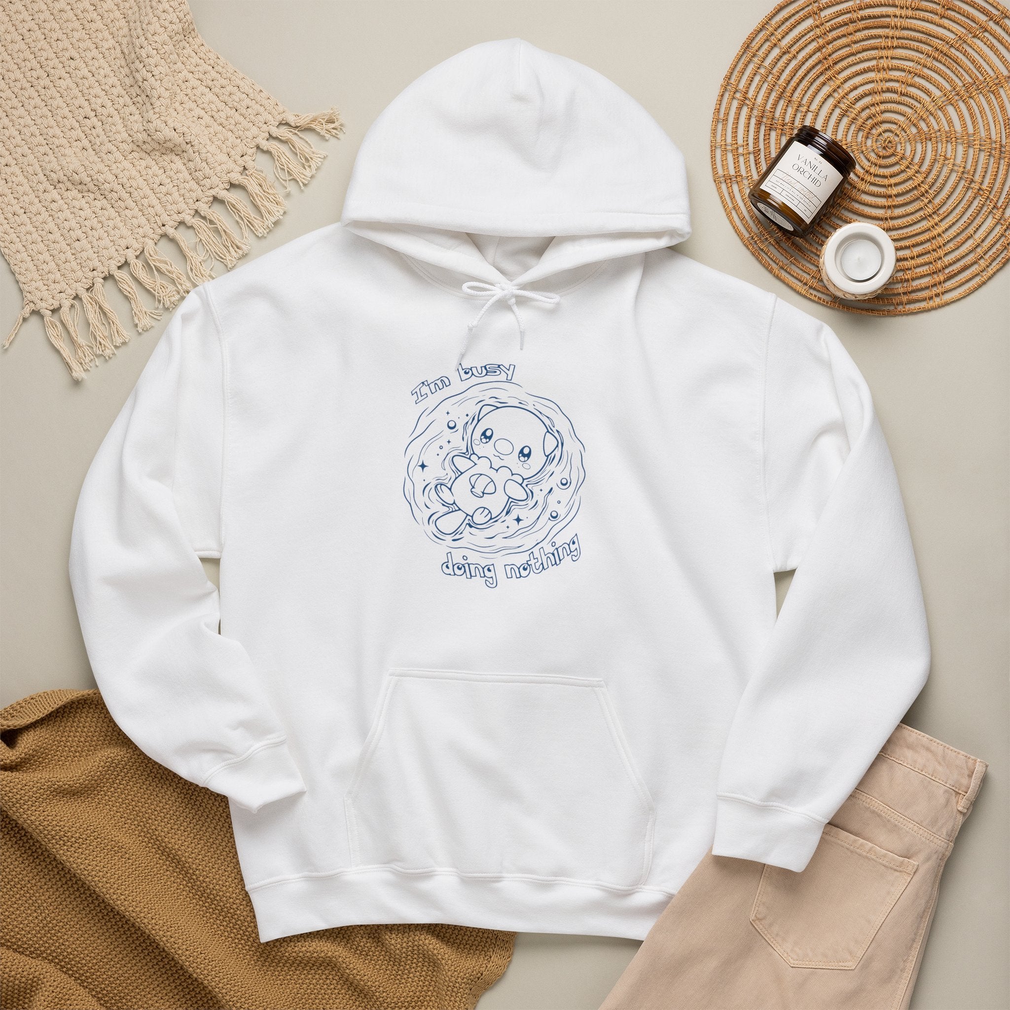 Otter Busy Doing Nothing Otter Hoodie | Cute Swimming Animal Graphic