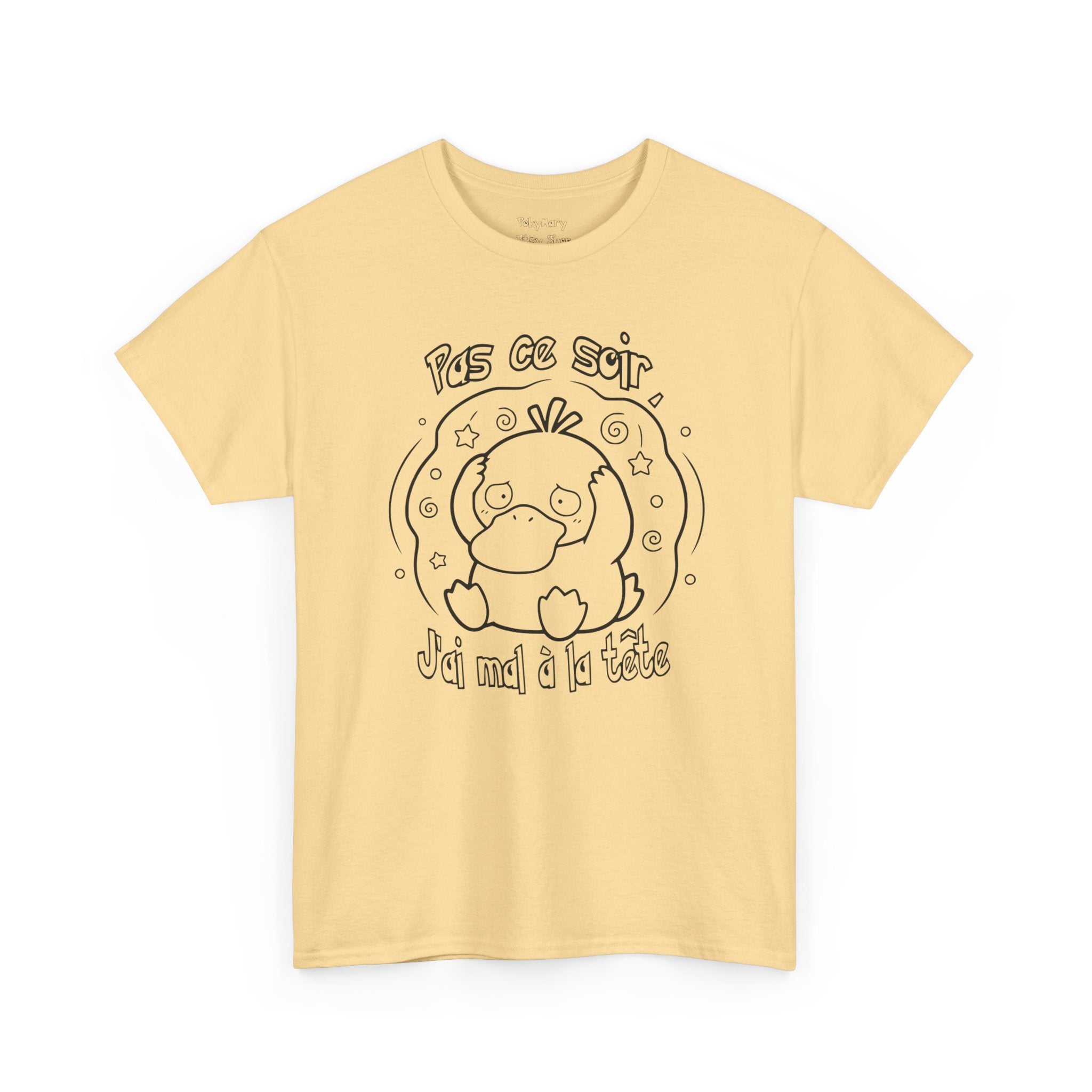 Canard Pas ce soir j'ai mal à la tête T-Shirt drôle francophone Animal Adorable Cadeau femme blonde copine
