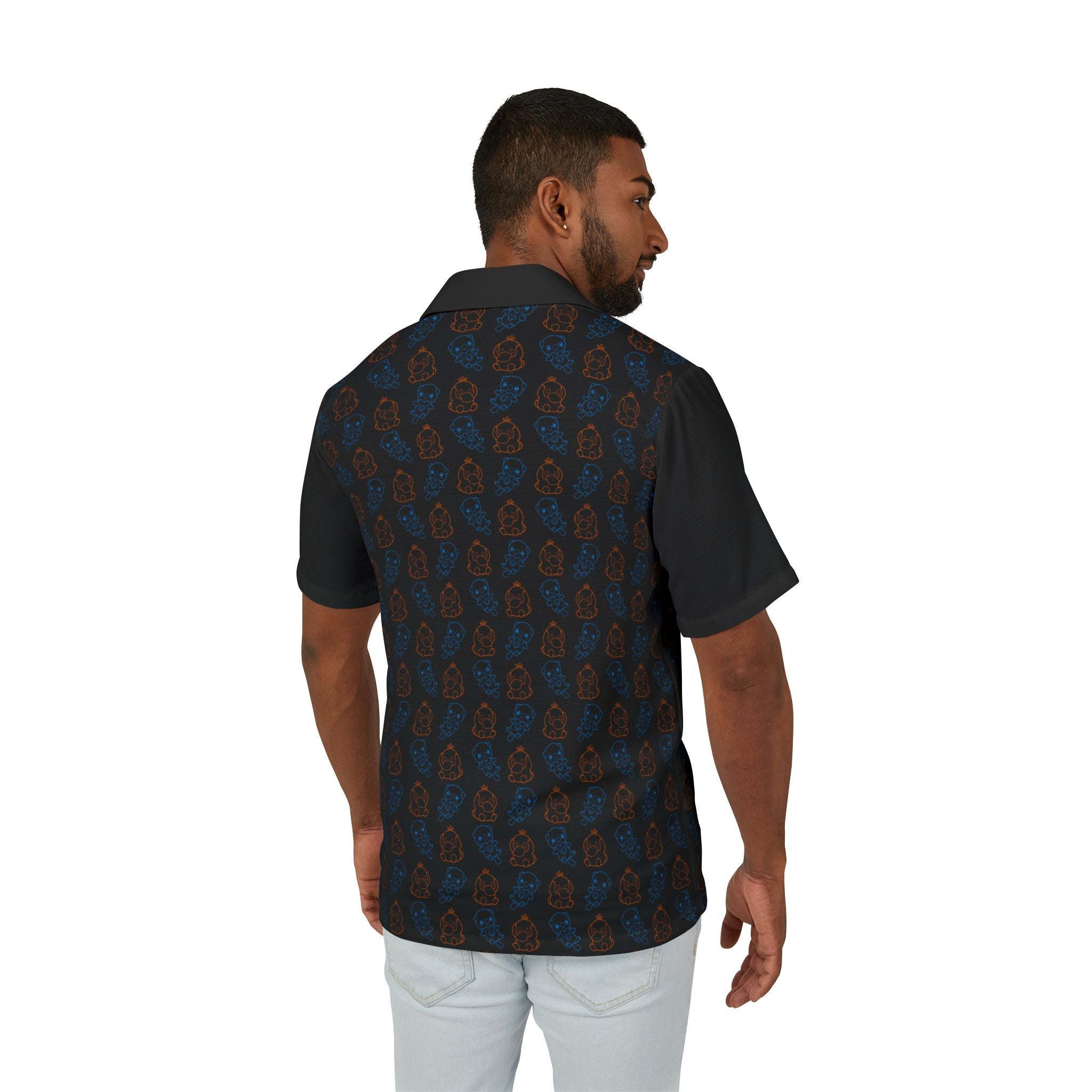 Psyduck and Oshawott Pokémon Inspired Pattern Camp Shirt | Hawaiian Shirt for gamer geek gift