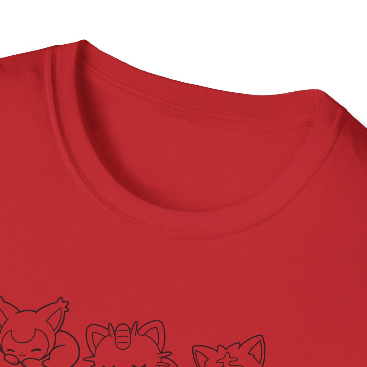 Sleeping Pokémon Cats Line Art T-Shirt | Pastel Rainbow Kitten Trio Anime Tee Shirt