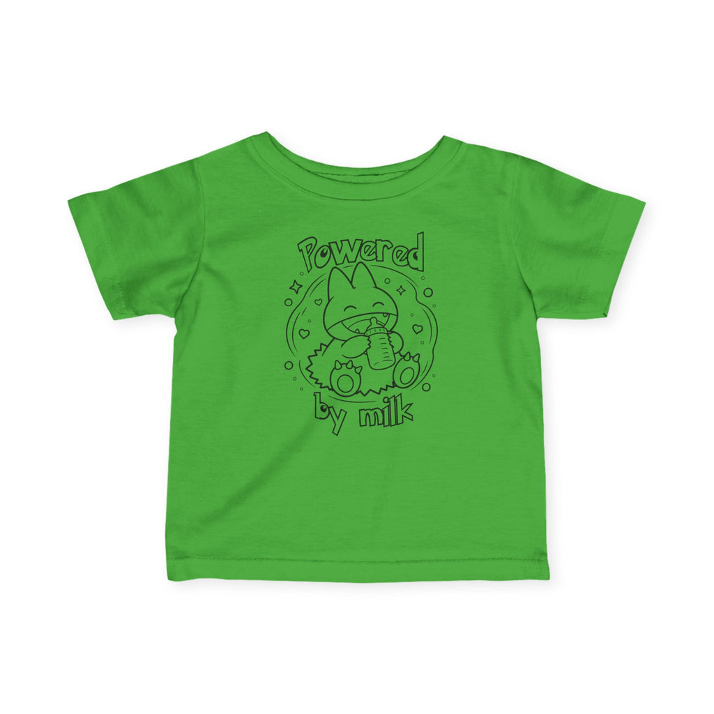 Baby Powered by Milk Infant T-Shirt | Cute Monster Drinking Bottle Shirt