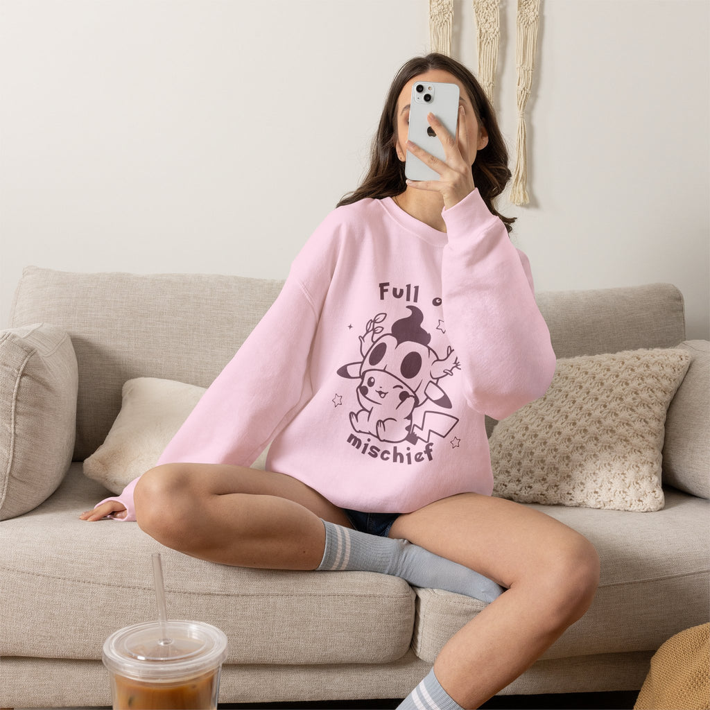 Full of Mischief Sweatshirt | Cute Halloween Ghost Crewneck | Cozy Fall Sweatshirt | Geek Autumn Sweater | Kawaii Spooky Apparel