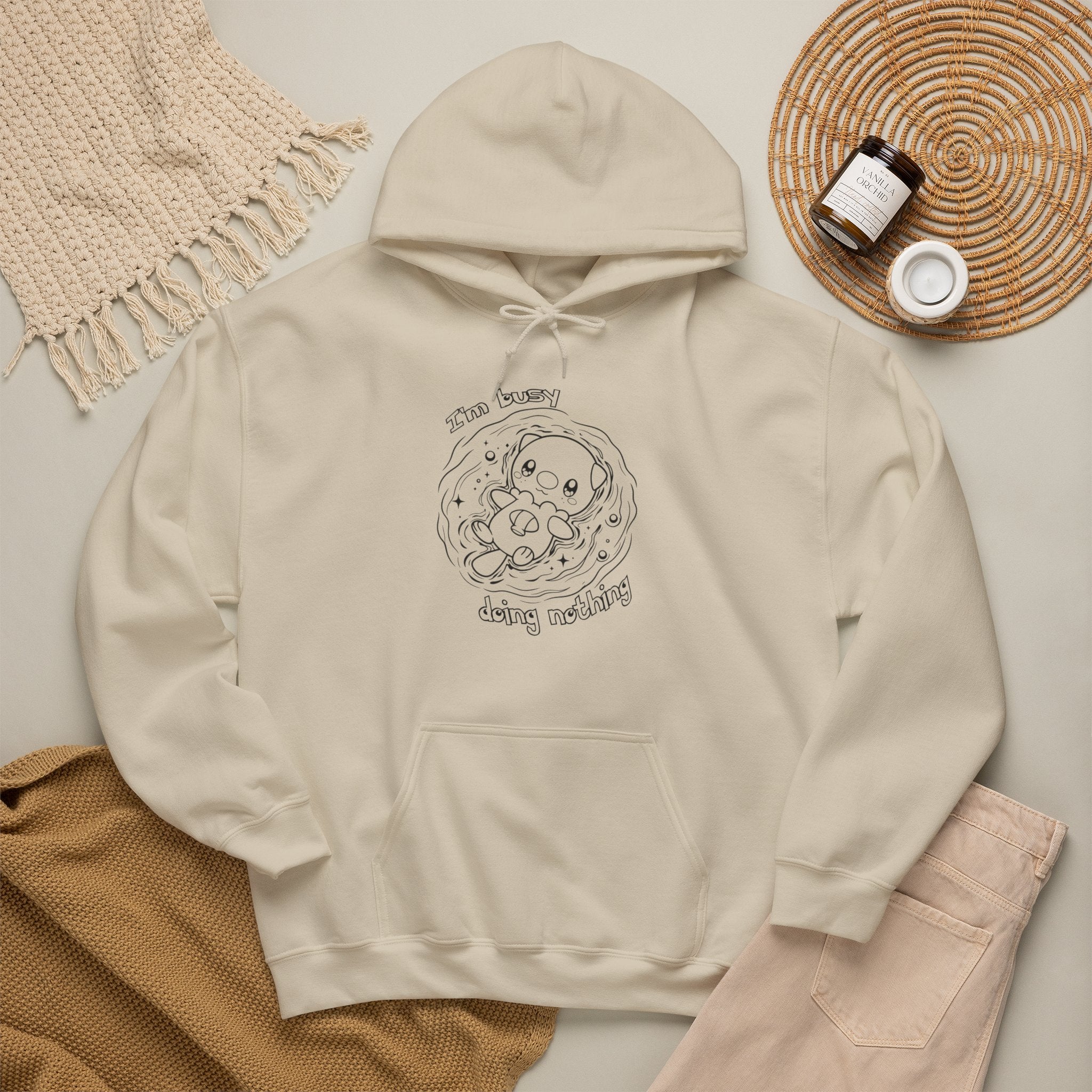 Otter Busy Doing Nothing Otter Hoodie | Cute Swimming Animal Graphic