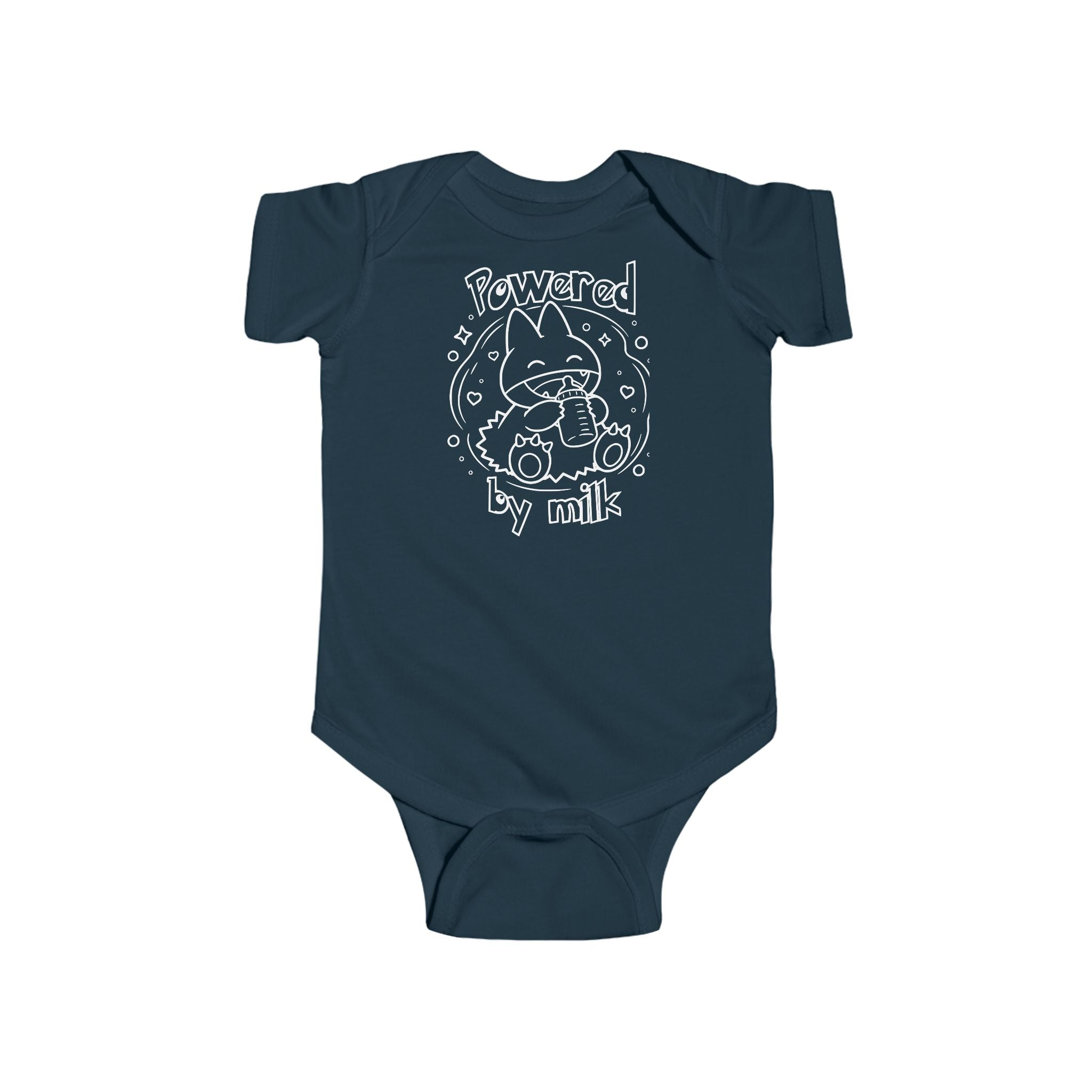 Baby Powered by Milk Infant Bodysuit | Cute Monster Drinking Bottle