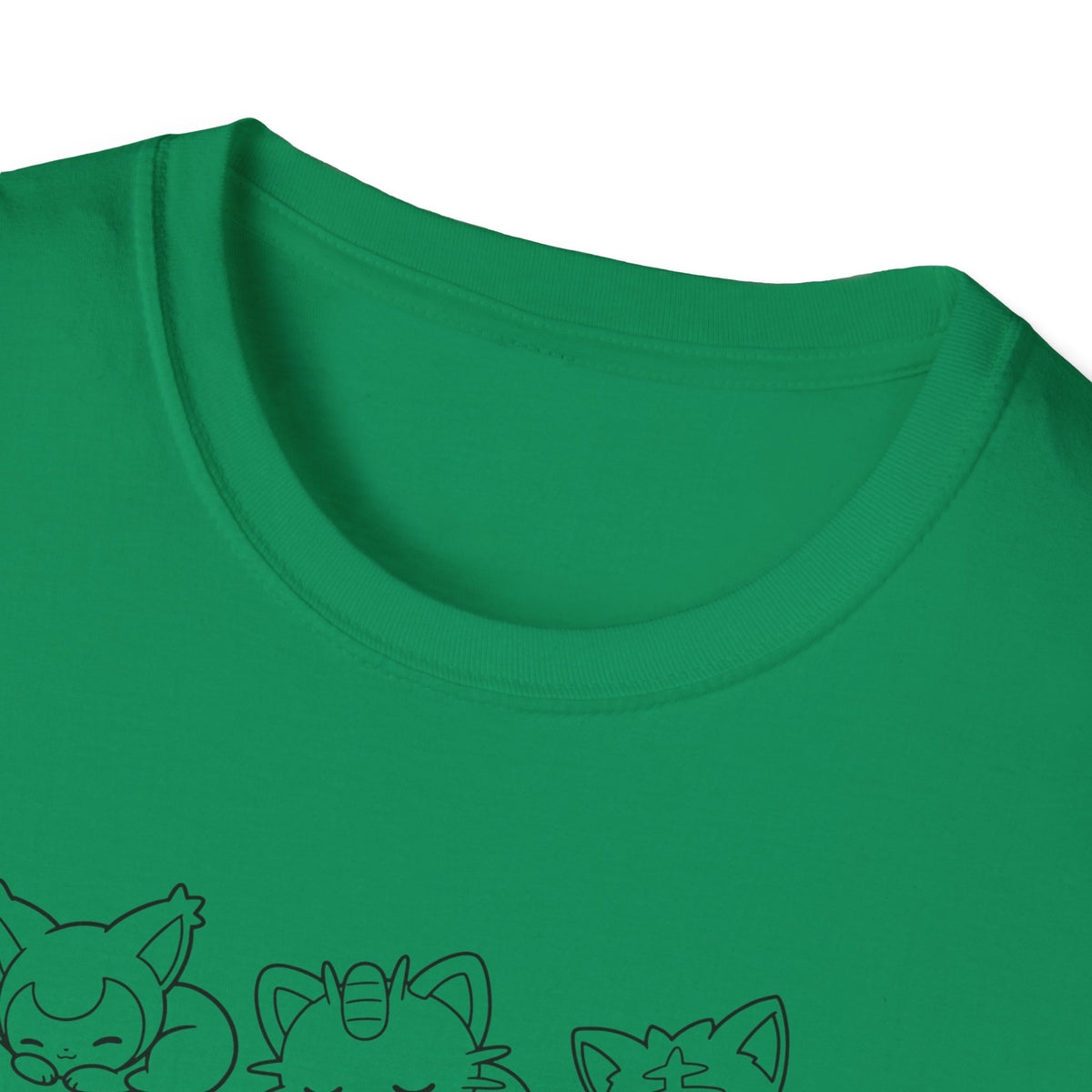 Sleeping Pokémon Cats Line Art T-Shirt | Pastel Rainbow Kitten Trio Anime Tee Shirt