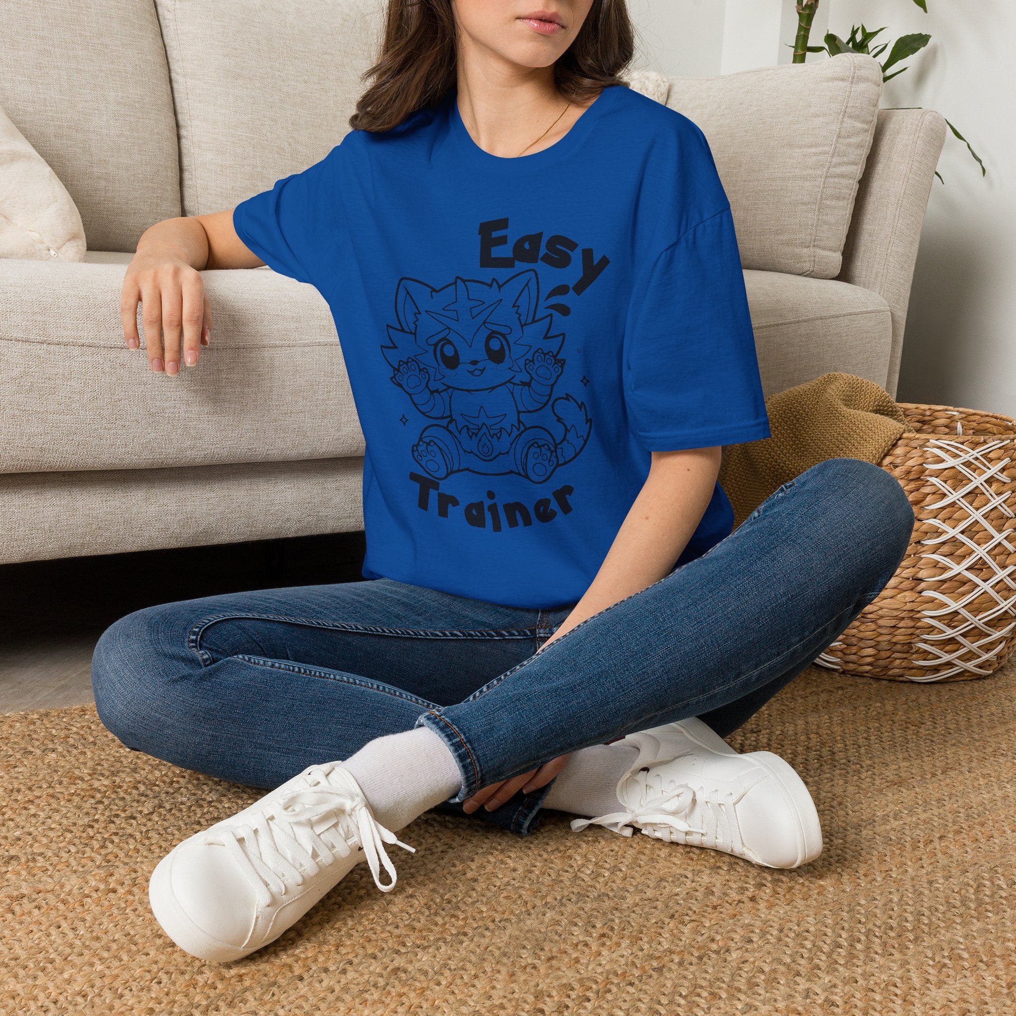 Easy Trainer T-Shirt | Cute Cartoon Easy Tiger Funny wrestling Cat Design Tee