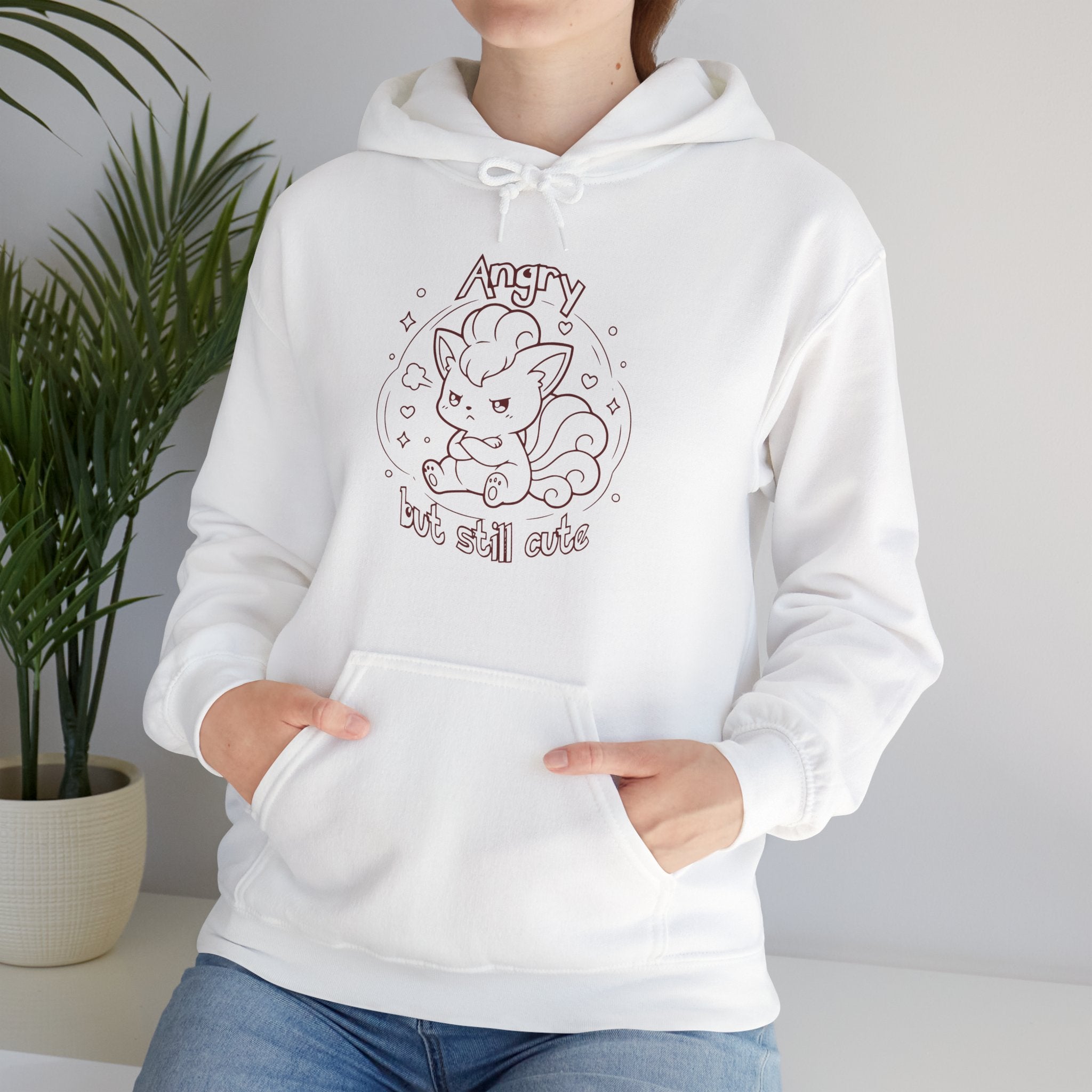 Fox Angry but still cute Grumpy Cute Fox Lady hoodie | Pouting Fox Illustration