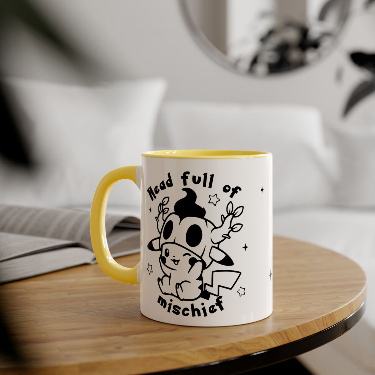 Head Full of Mischief Halloween Mug | Cute Ghost Pumpkin Coffee Cup | Kawaii Spooky Mug | Fall Coffee Lover Gift | Geek Halloween Drinkware