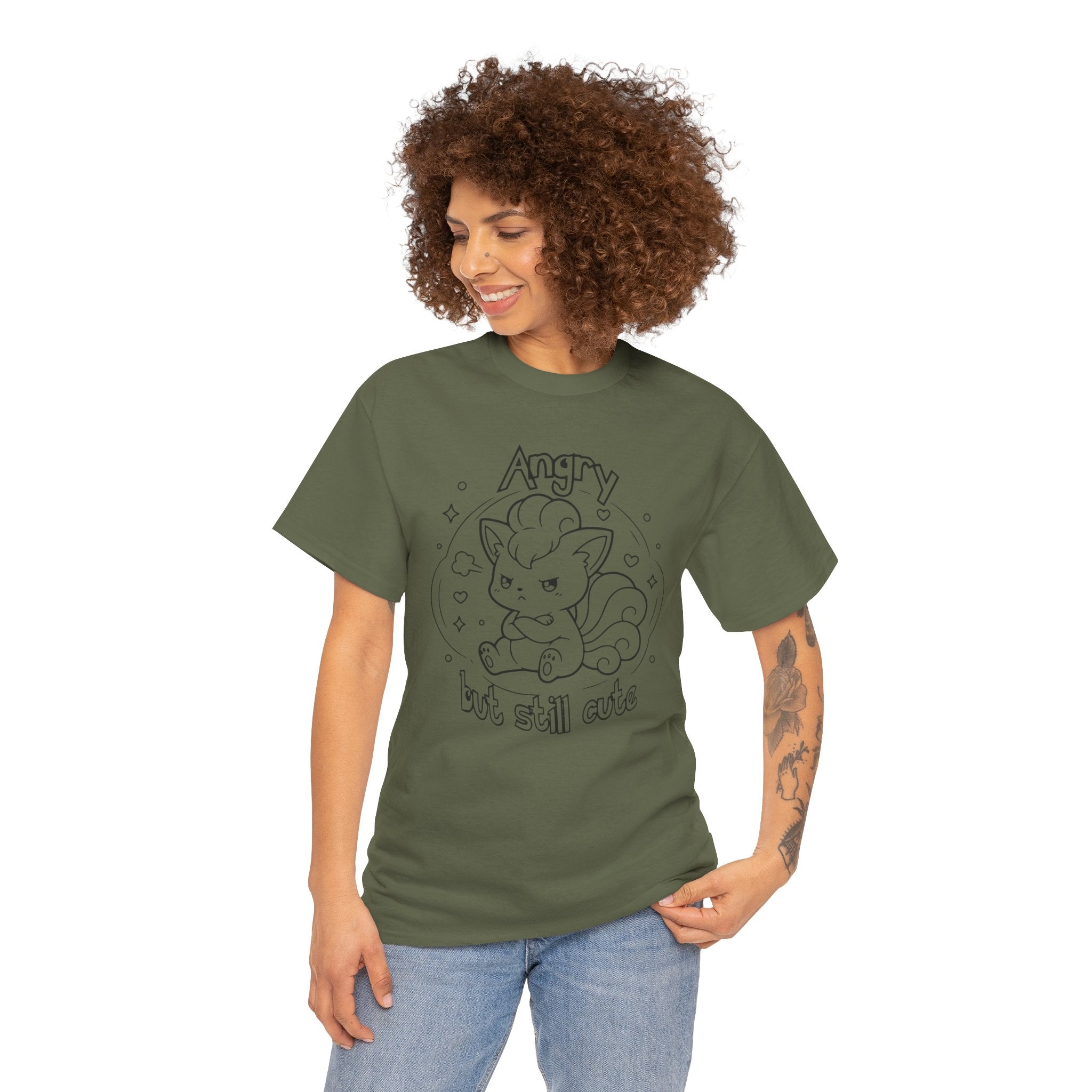 Fox Angry but still cute Grumpy Cute Fox Lady Shirt | Pouting Fox Illustration