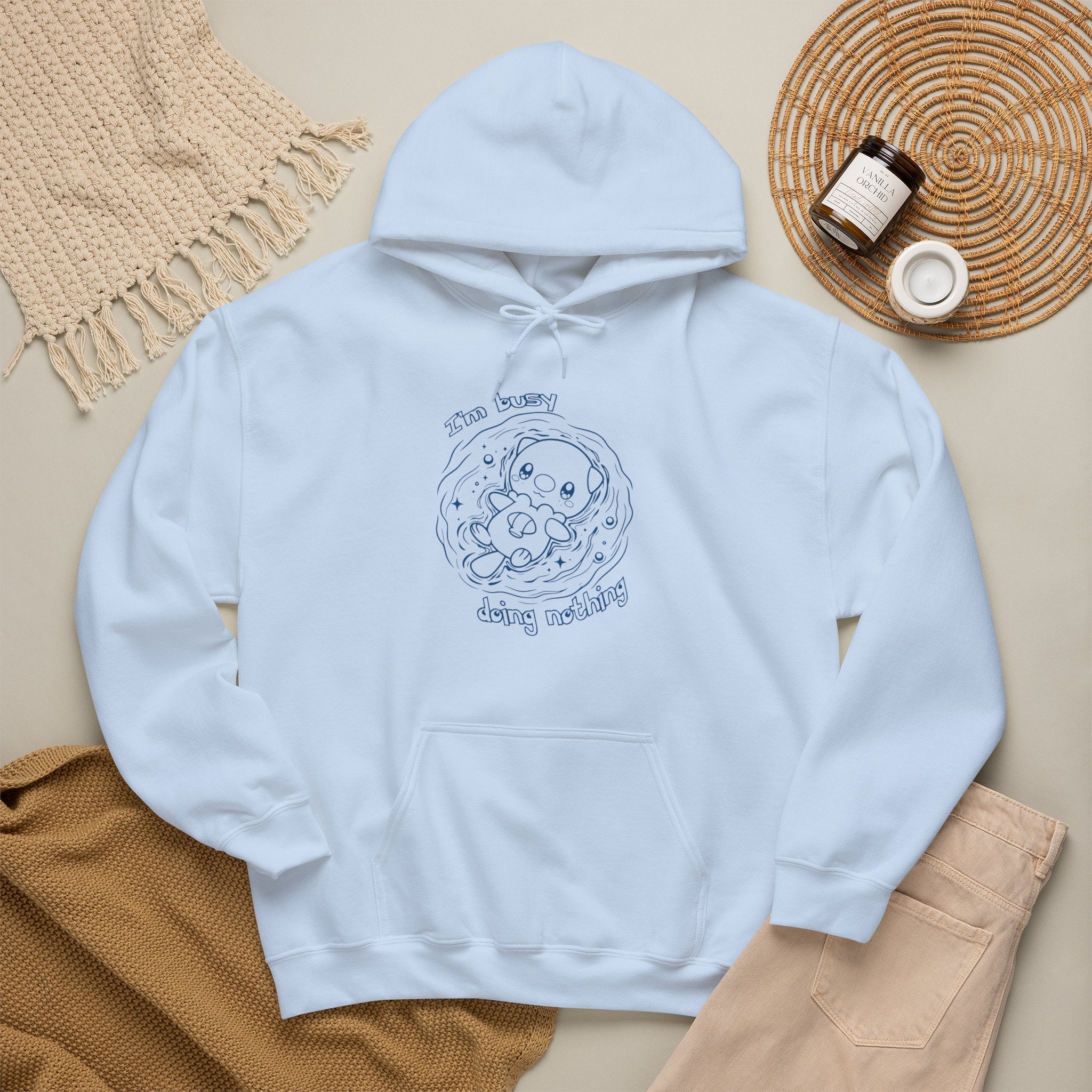 Otter Busy Doing Nothing Otter Hoodie | Cute Swimming Animal Graphic