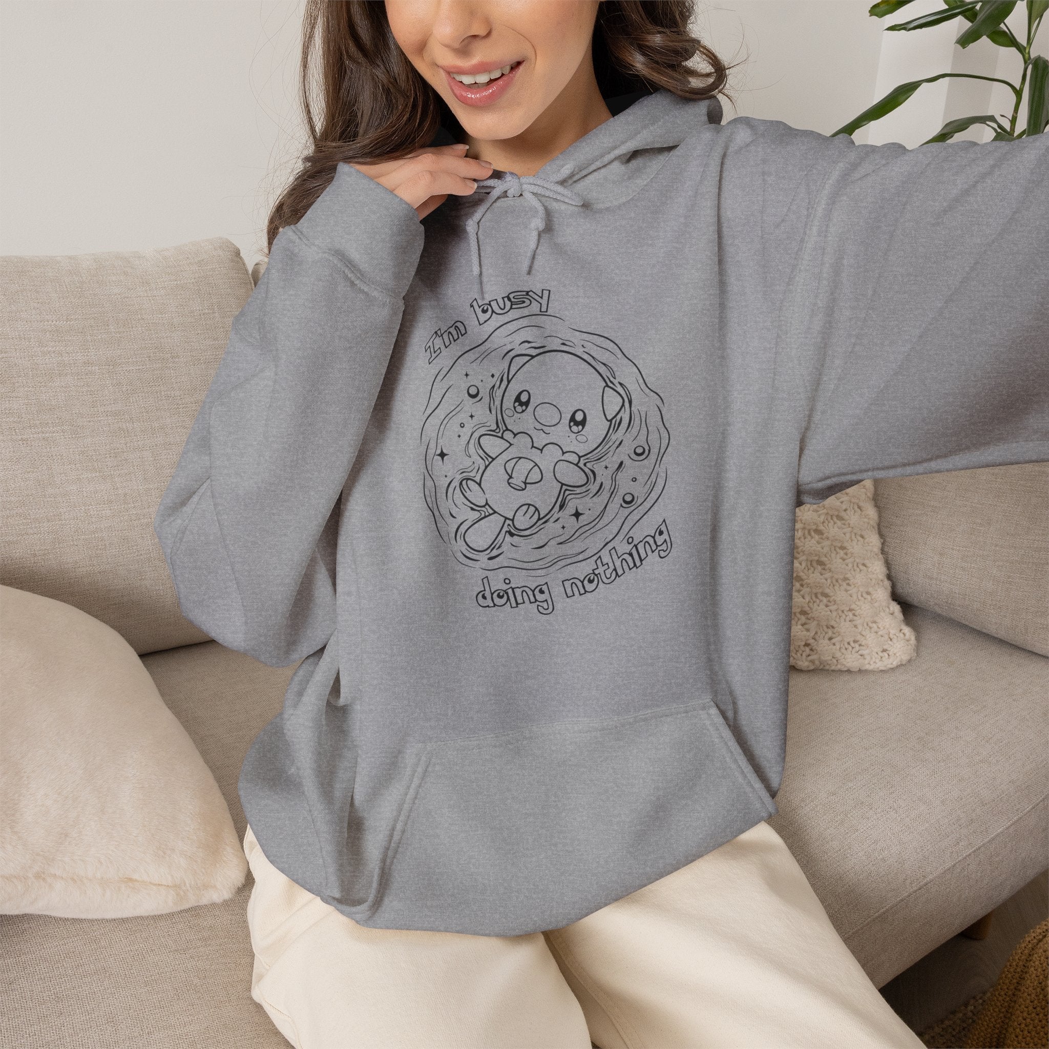 Otter Busy Doing Nothing Otter Hoodie | Cute Swimming Animal Graphic