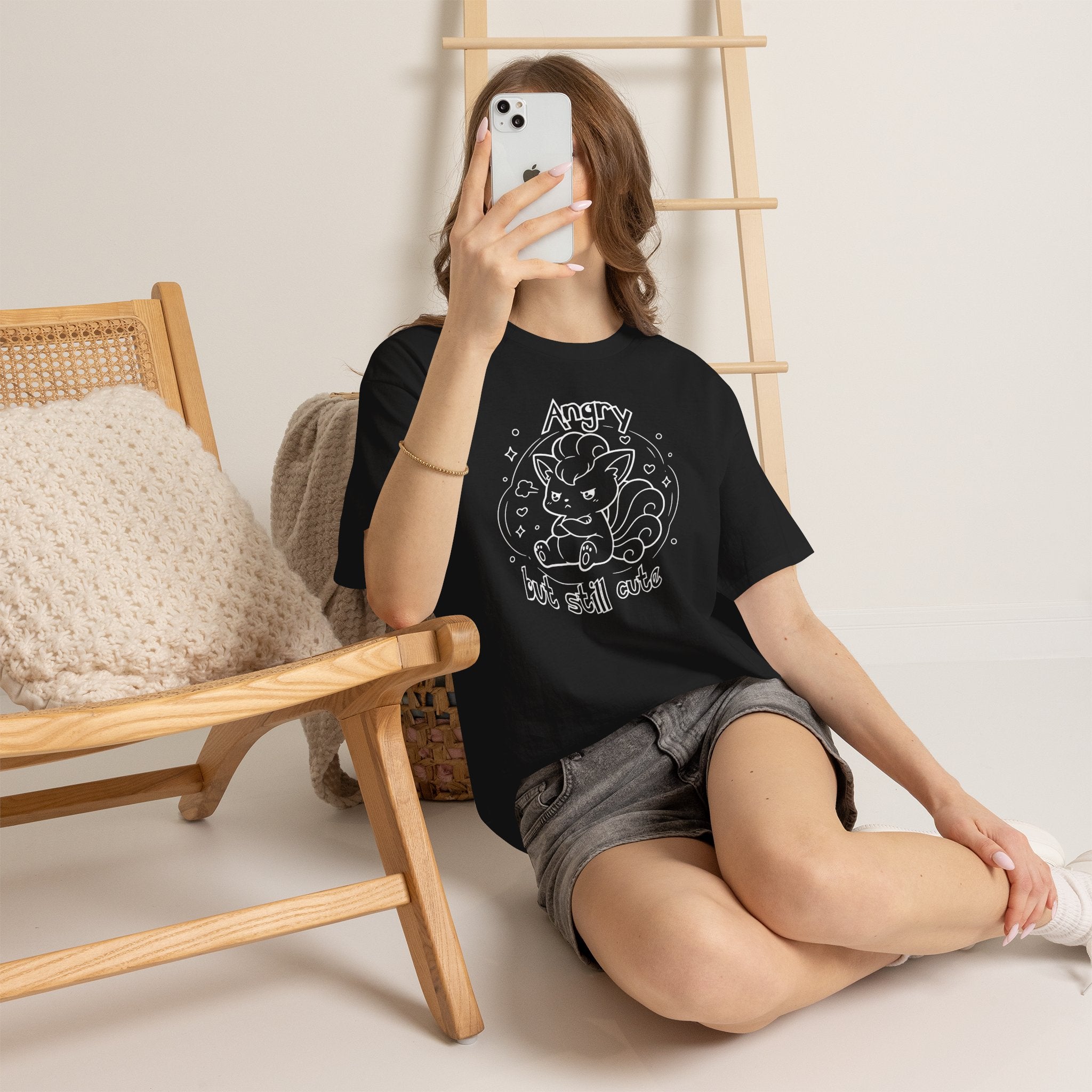 Fox Angry but still cute Grumpy Cute Fox Lady Shirt | Pouting Fox Illustration