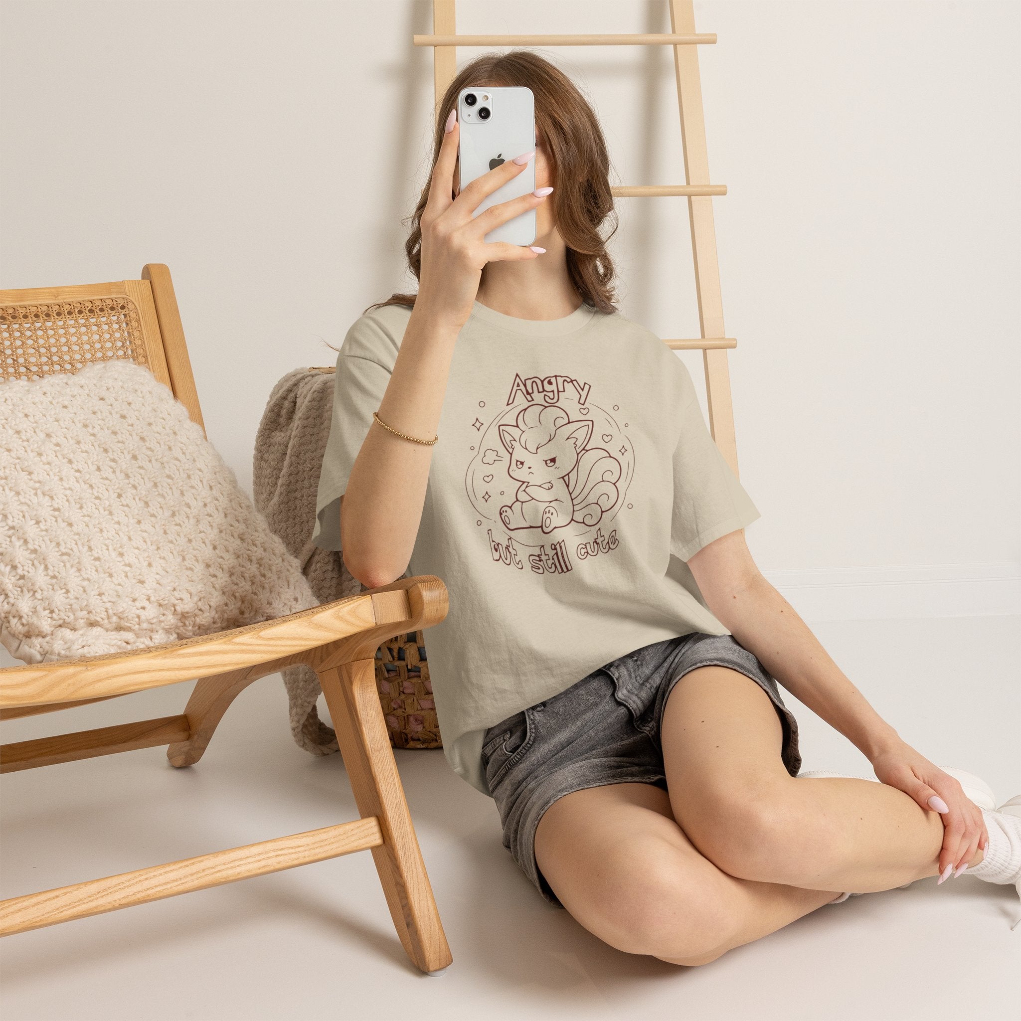 Fox Angry but still cute Grumpy Cute Fox Lady Shirt | Pouting Fox Illustration
