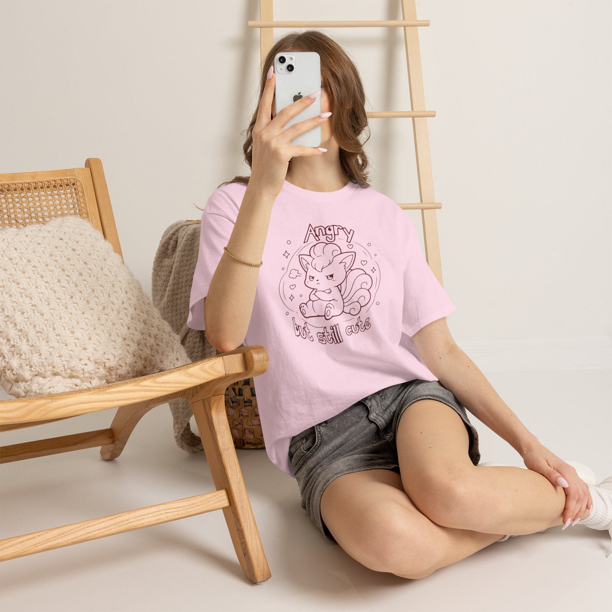 Fox Angry but still cute Grumpy Cute Fox Lady Shirt | Pouting Fox Illustration