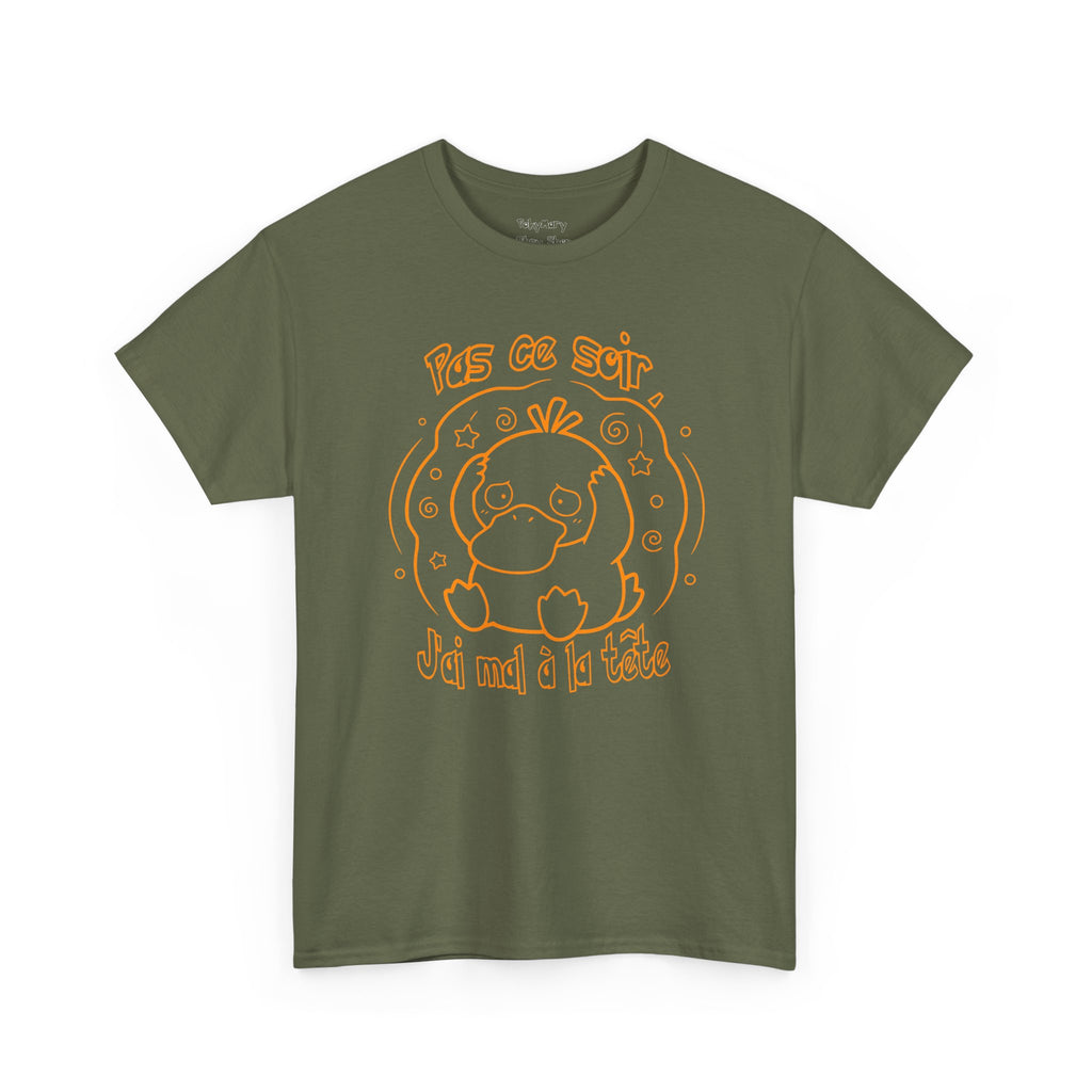 Canard Pas ce soir j'ai mal à la tête T-Shirt drôle francophone Animal Adorable Cadeau femme blonde copine