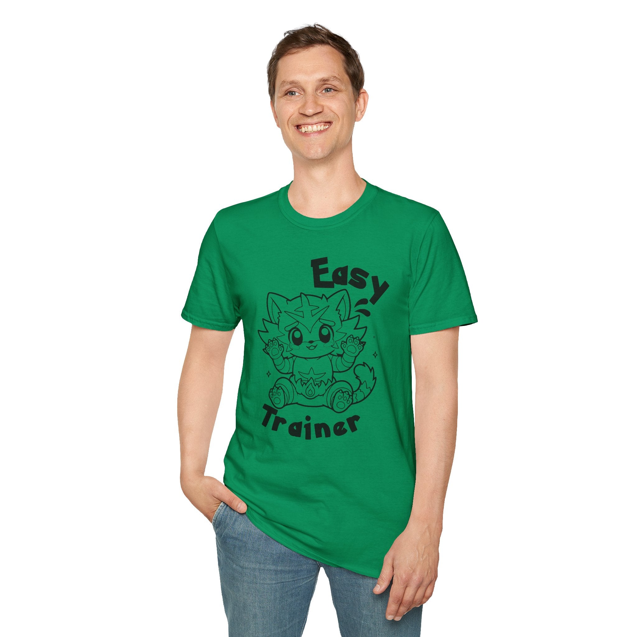Easy Trainer T-Shirt | Cute Cartoon Easy Tiger Funny wrestling Cat Design Tee