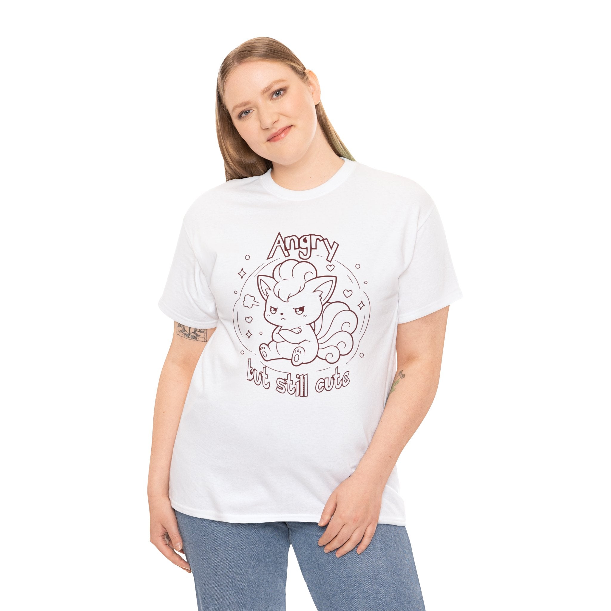 Fox Angry but still cute Grumpy Cute Fox Lady Shirt | Pouting Fox Illustration