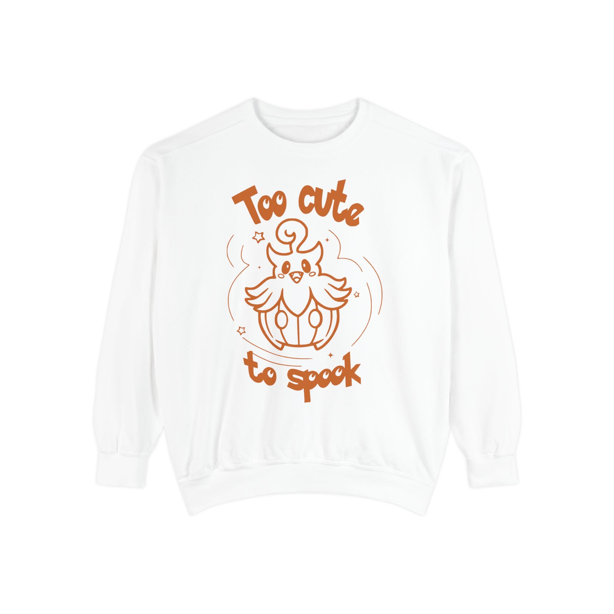 Too Cute to Spook Crewneck Sweatshirt | Comfy Halloween Theme Ghost Pumpkin Design