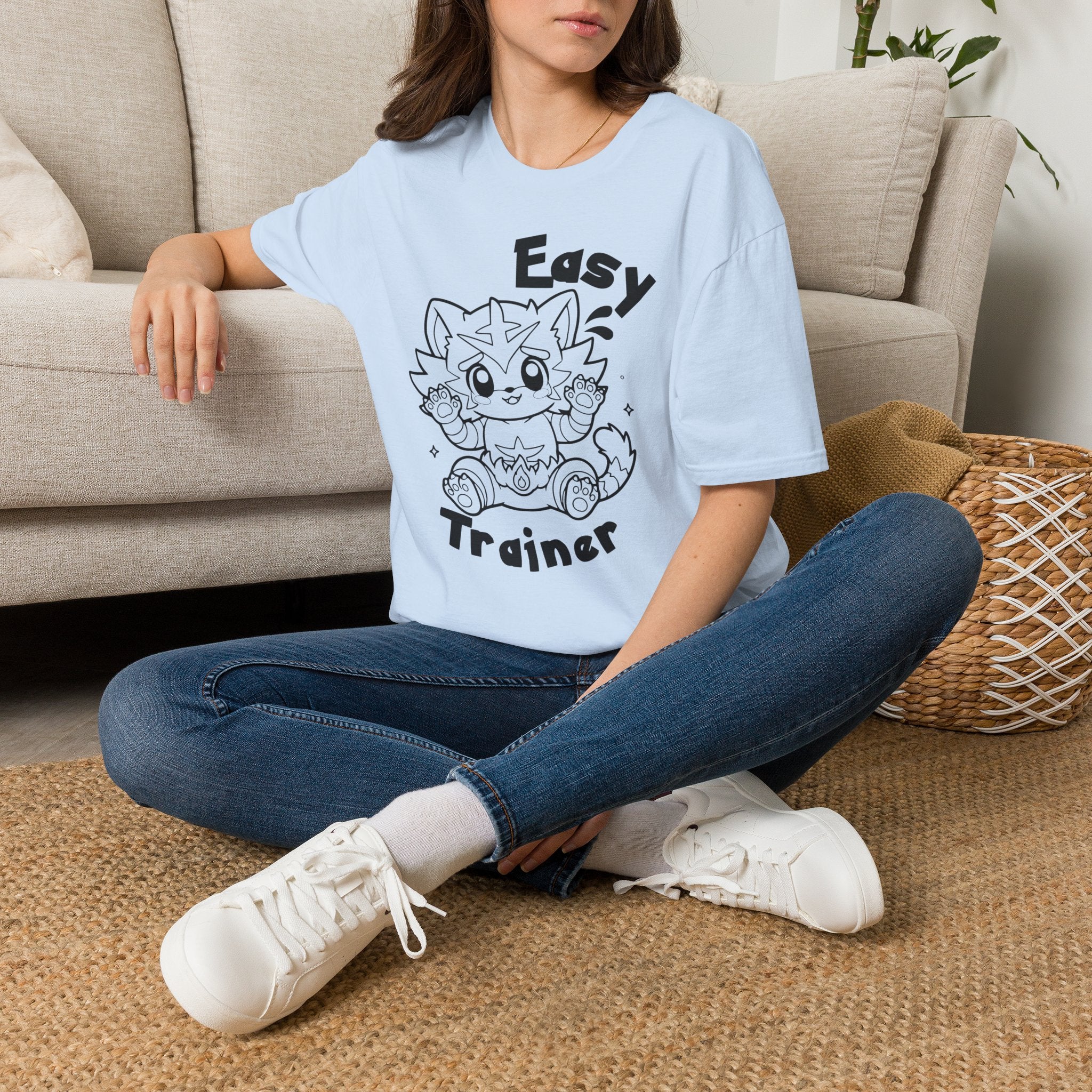 Easy Trainer T-Shirt | Cute Cartoon Easy Tiger Funny wrestling Cat Design Tee