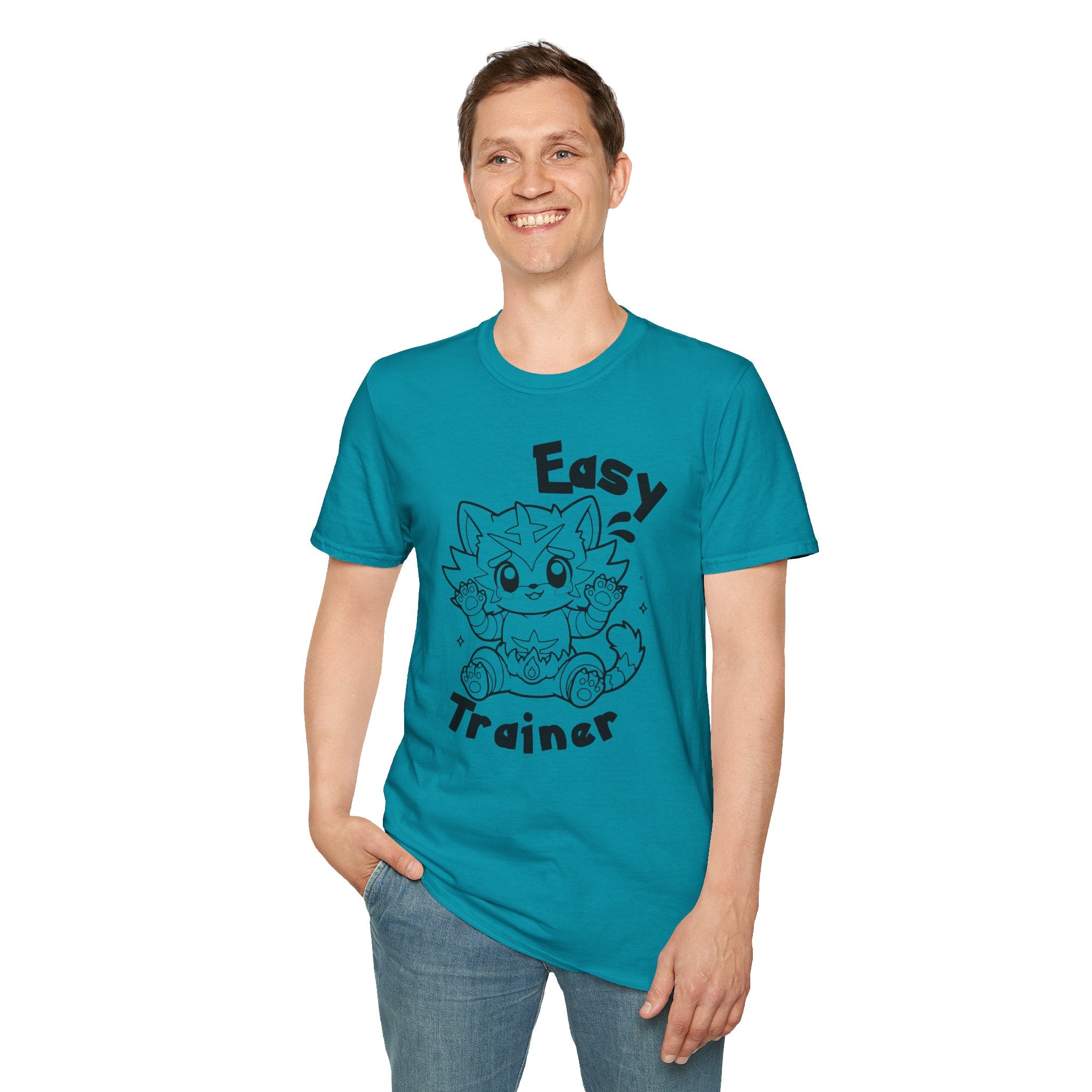 Easy Trainer T-Shirt | Cute Cartoon Easy Tiger Funny wrestling Cat Design Tee