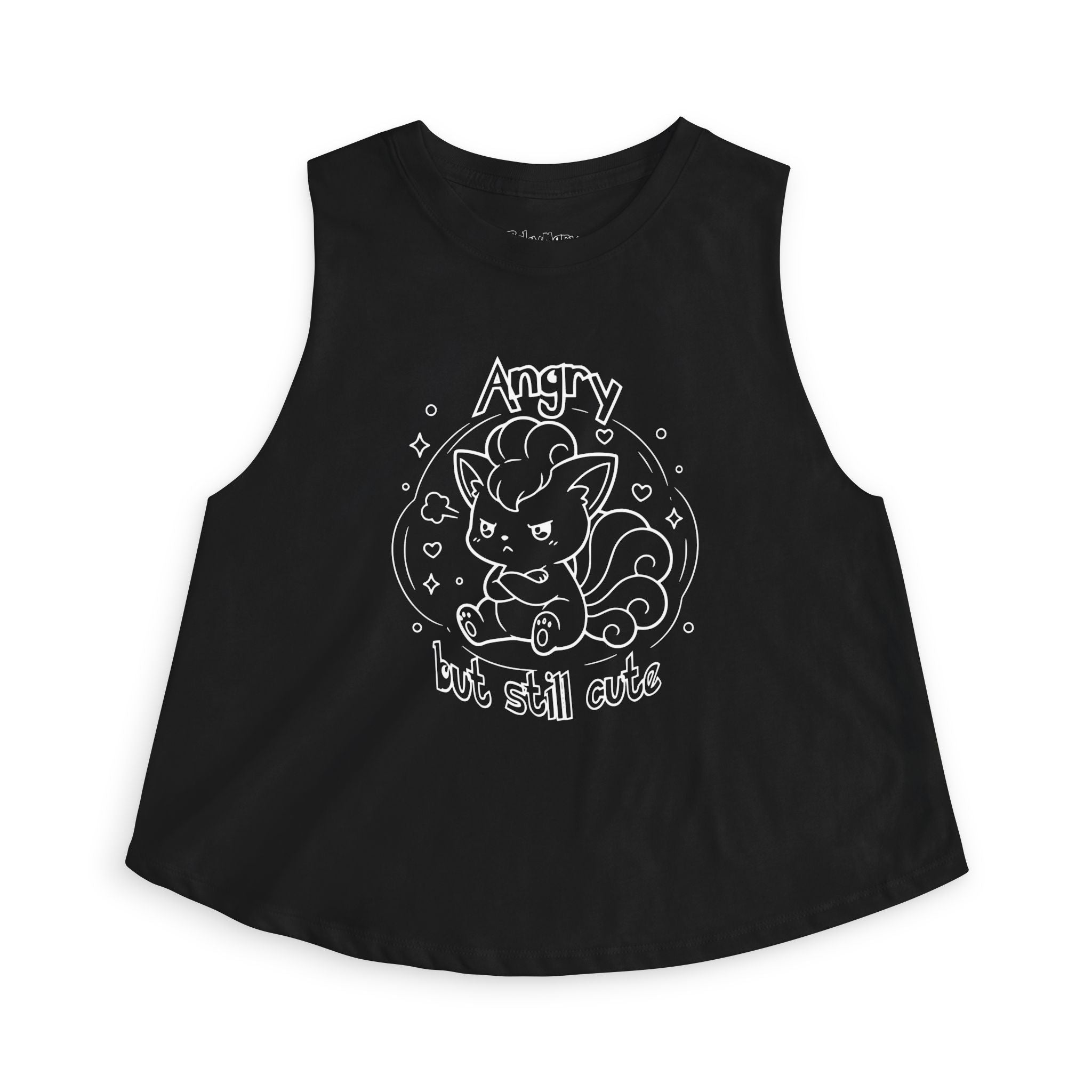 Fox Angry but still cute Grumpy Cute Fox Lady Crop Top | Pouting Fox Illustration