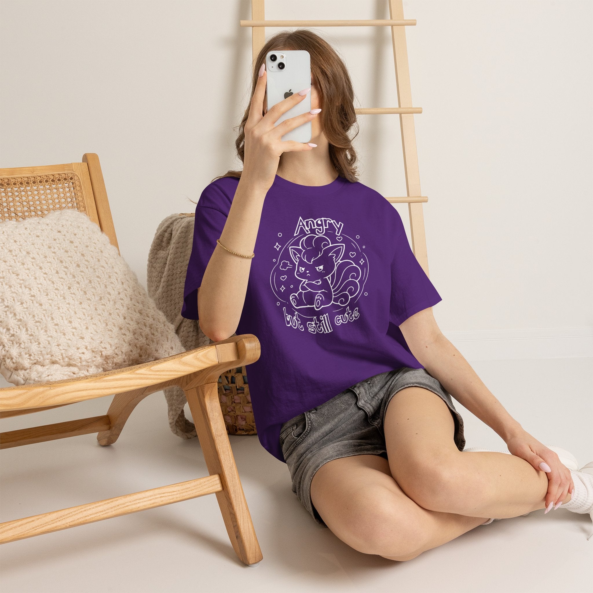 Fox Angry but still cute Grumpy Cute Fox Lady Shirt | Pouting Fox Illustration