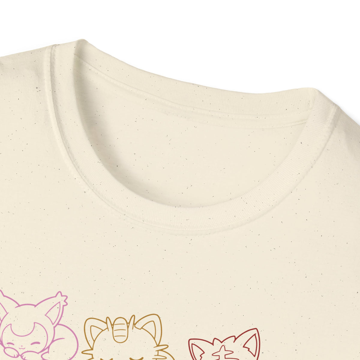 Sleeping Pokémon Cats Line Art T-Shirt | Pastel Rainbow Kitten Trio Anime Tee Shirt