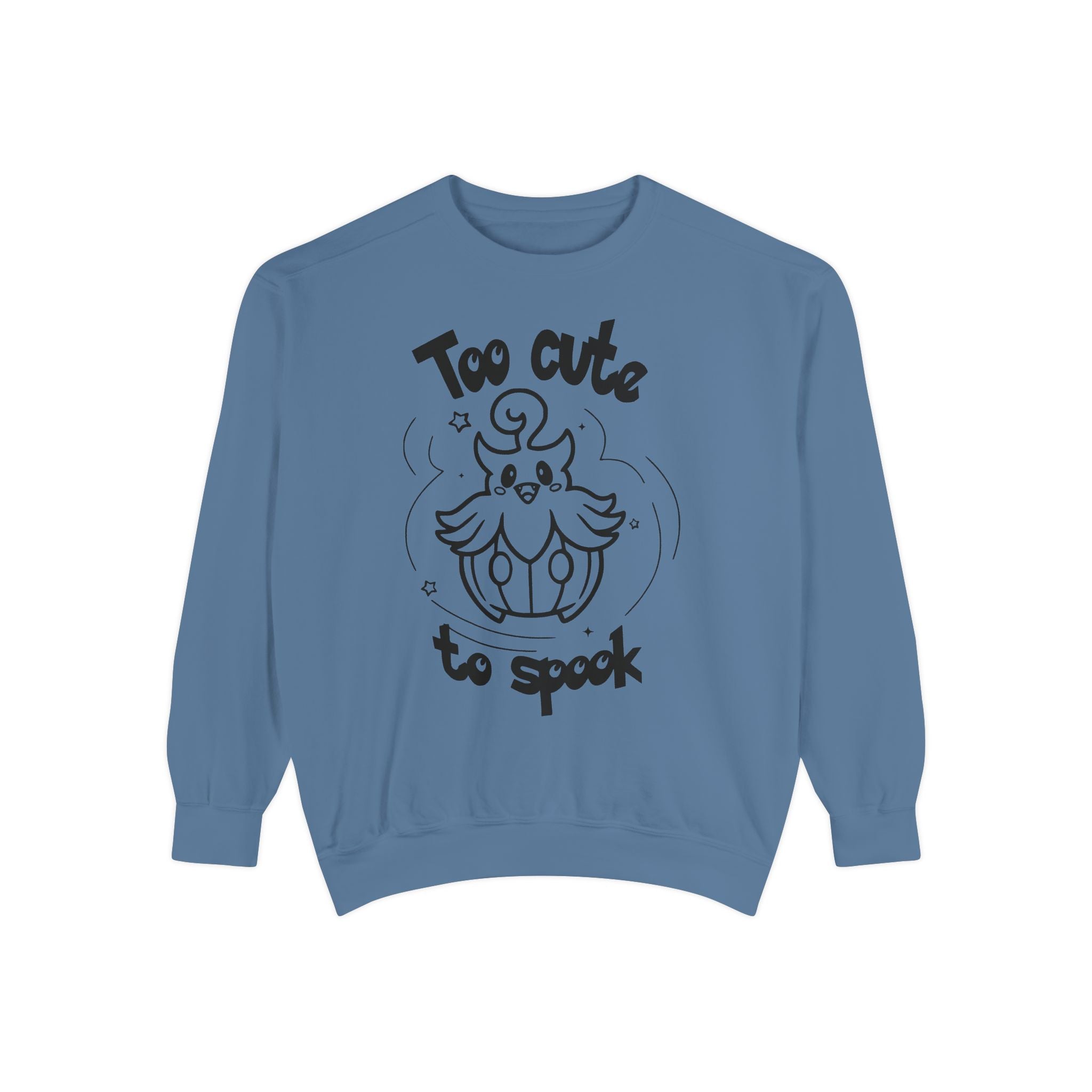 Too Cute to Spook Crewneck Sweatshirt | Comfy Halloween Theme Ghost Pumpkin Design