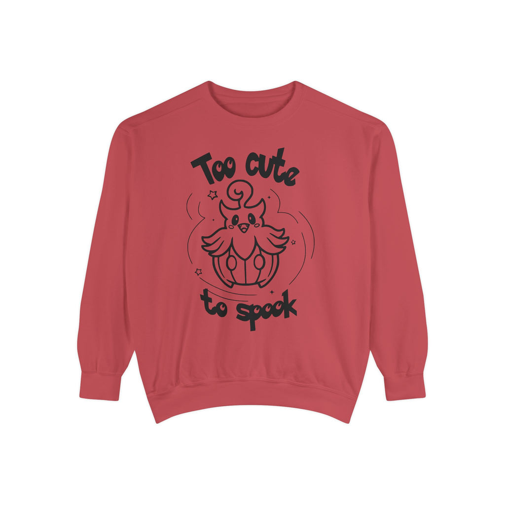 Too Cute to Spook Crewneck Sweatshirt | Comfy Halloween Theme Ghost Pumpkin Design