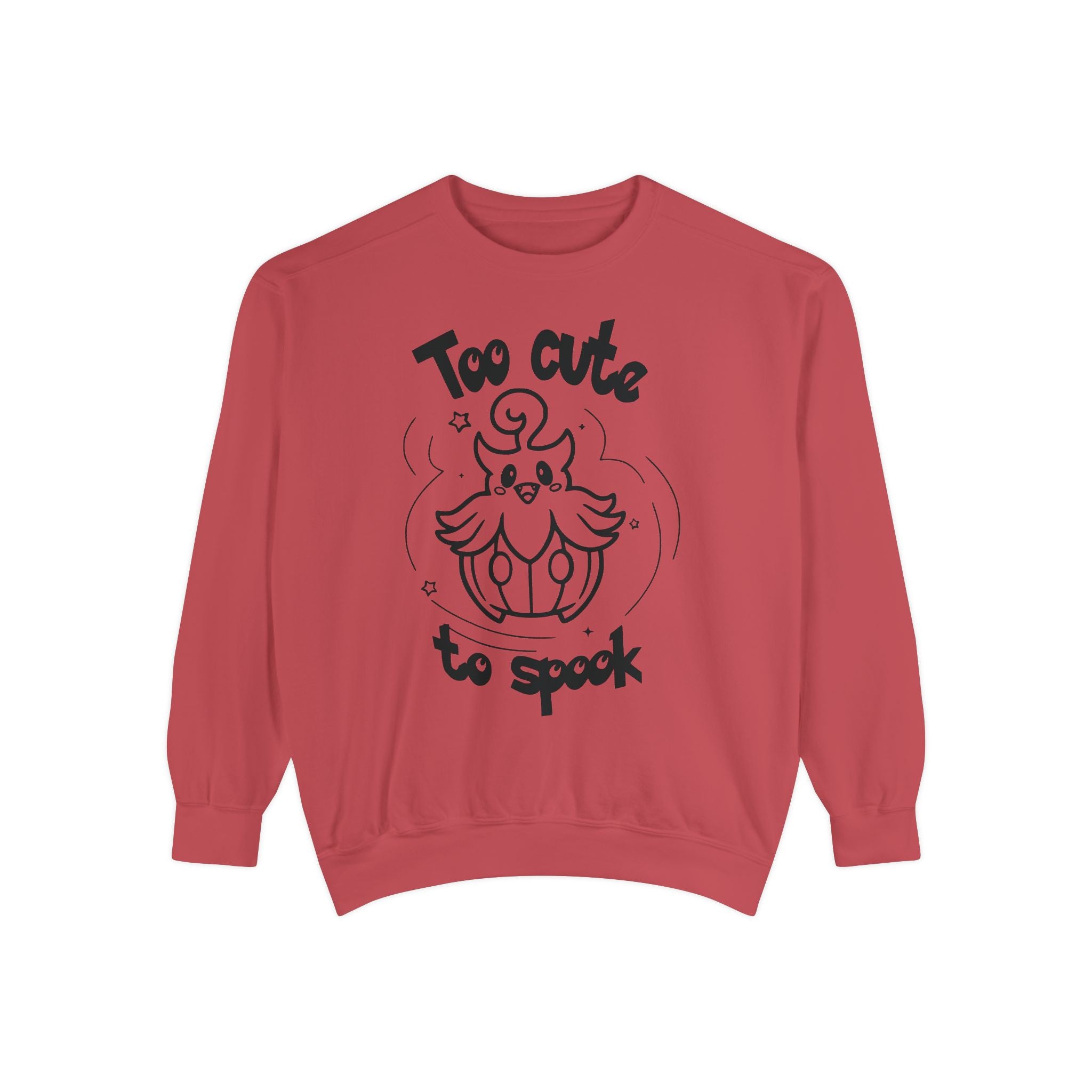 Too Cute to Spook Crewneck Sweatshirt | Comfy Halloween Theme Ghost Pumpkin Design