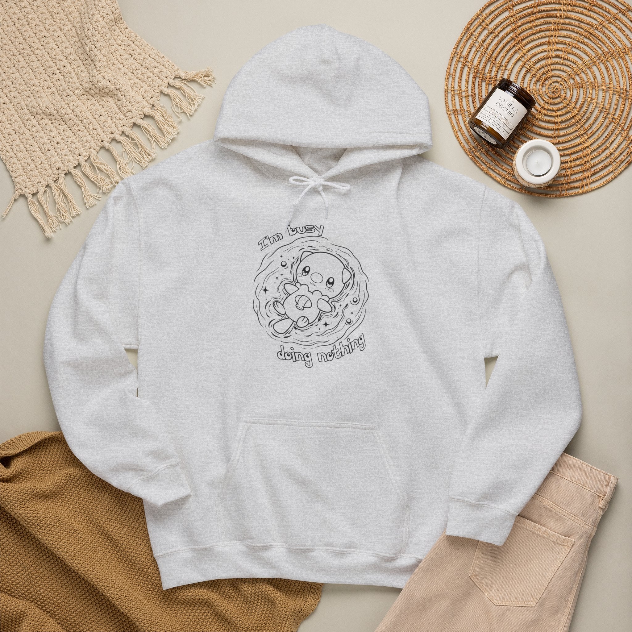 Otter Busy Doing Nothing Otter Hoodie | Cute Swimming Animal Graphic
