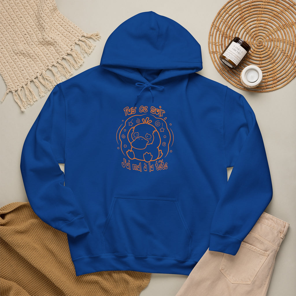 Canard Pas ce soir j'ai mal à la tête Hoodie drôle Sweater francophone Animal Adorable Cadeau femme blonde copine