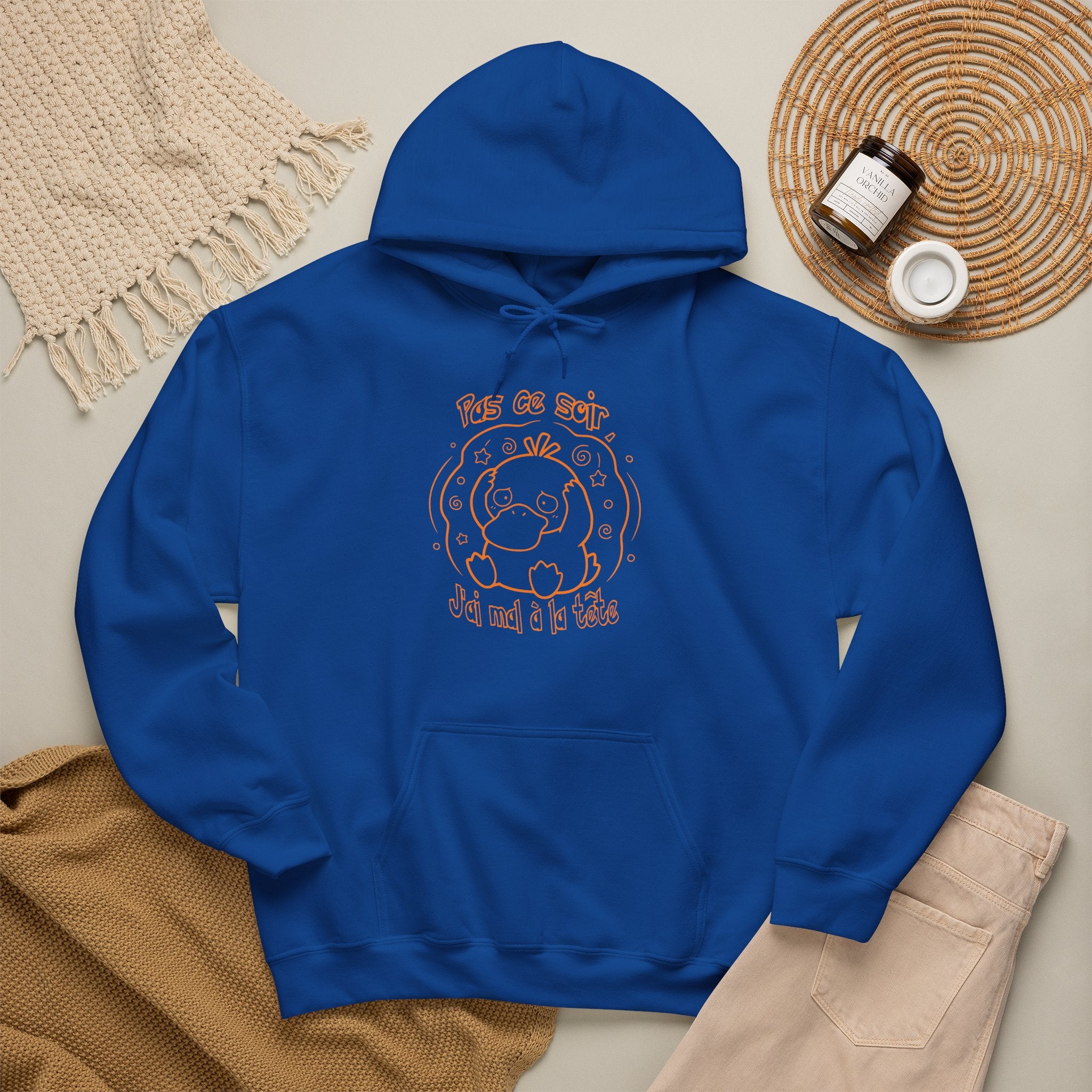Canard Pas ce soir j'ai mal à la tête Hoodie drôle Sweater francophone Animal Adorable Cadeau femme blonde copine