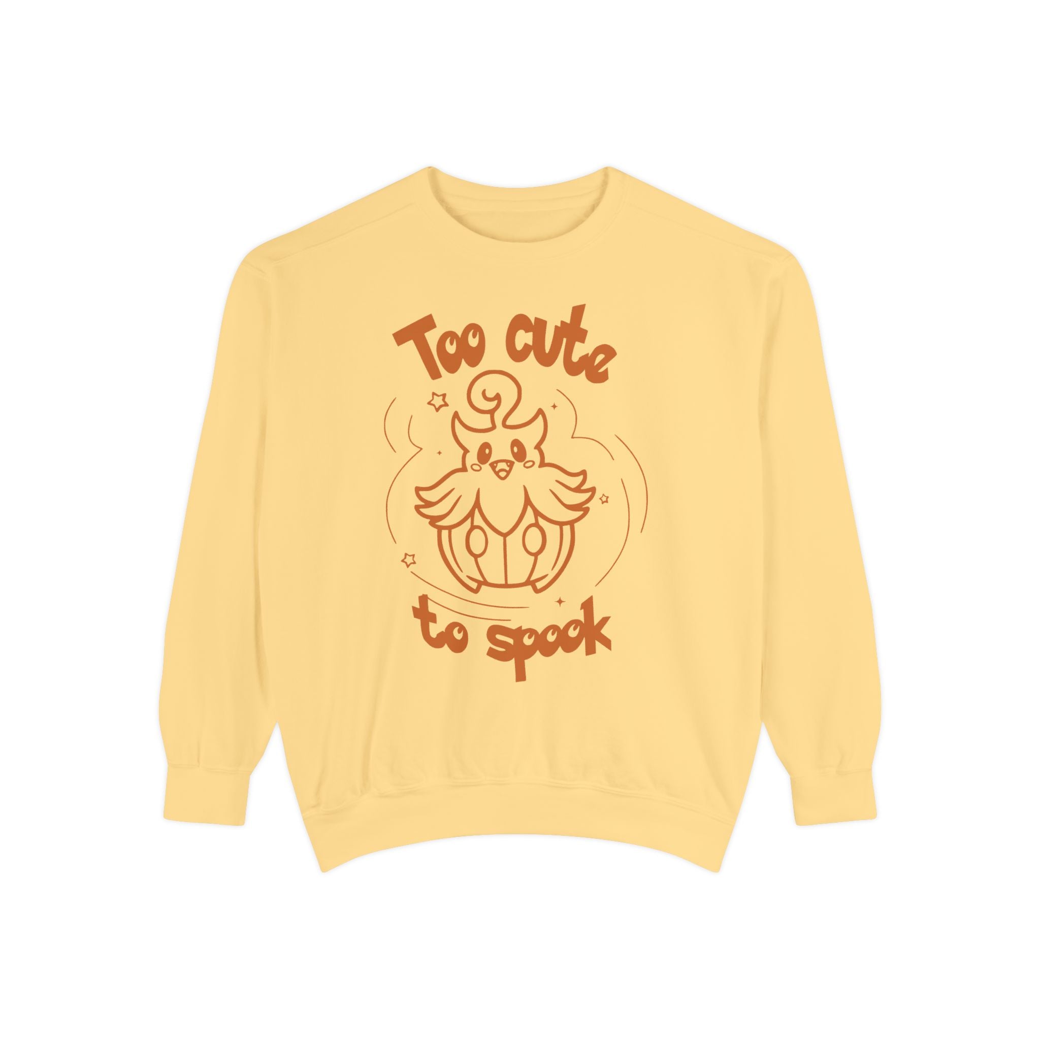 Too Cute to Spook Crewneck Sweatshirt | Comfy Halloween Theme Ghost Pumpkin Design