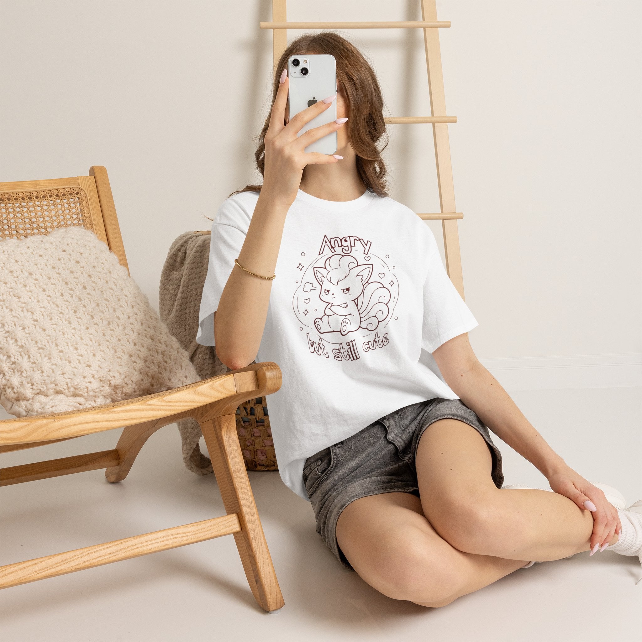 Fox Angry but still cute Grumpy Cute Fox Lady Shirt | Pouting Fox Illustration