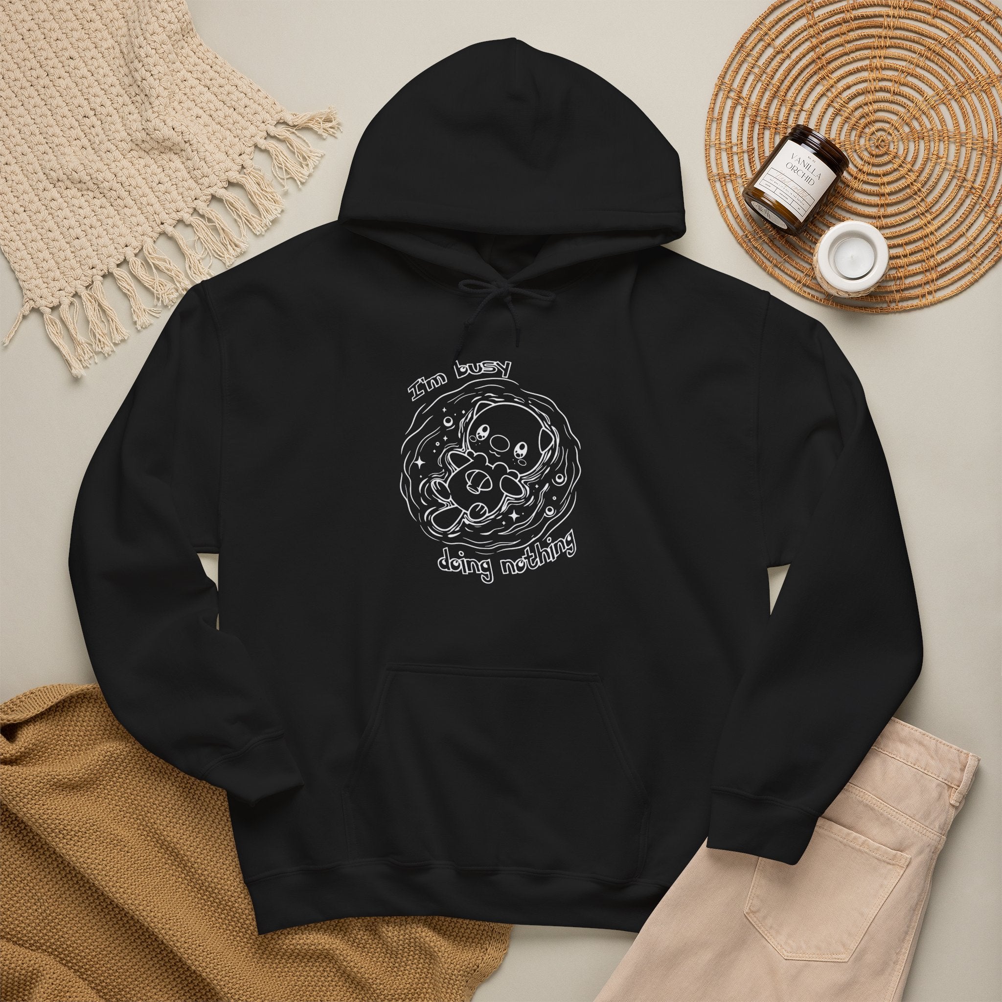 Otter Busy Doing Nothing Otter Hoodie | Cute Swimming Animal Graphic