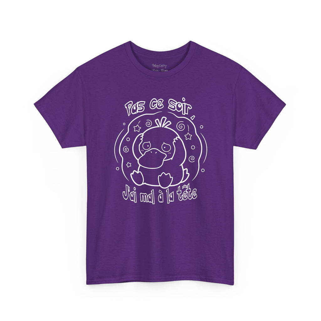 Canard Pas ce soir j'ai mal à la tête T-Shirt drôle francophone Animal Adorable Cadeau femme blonde copine