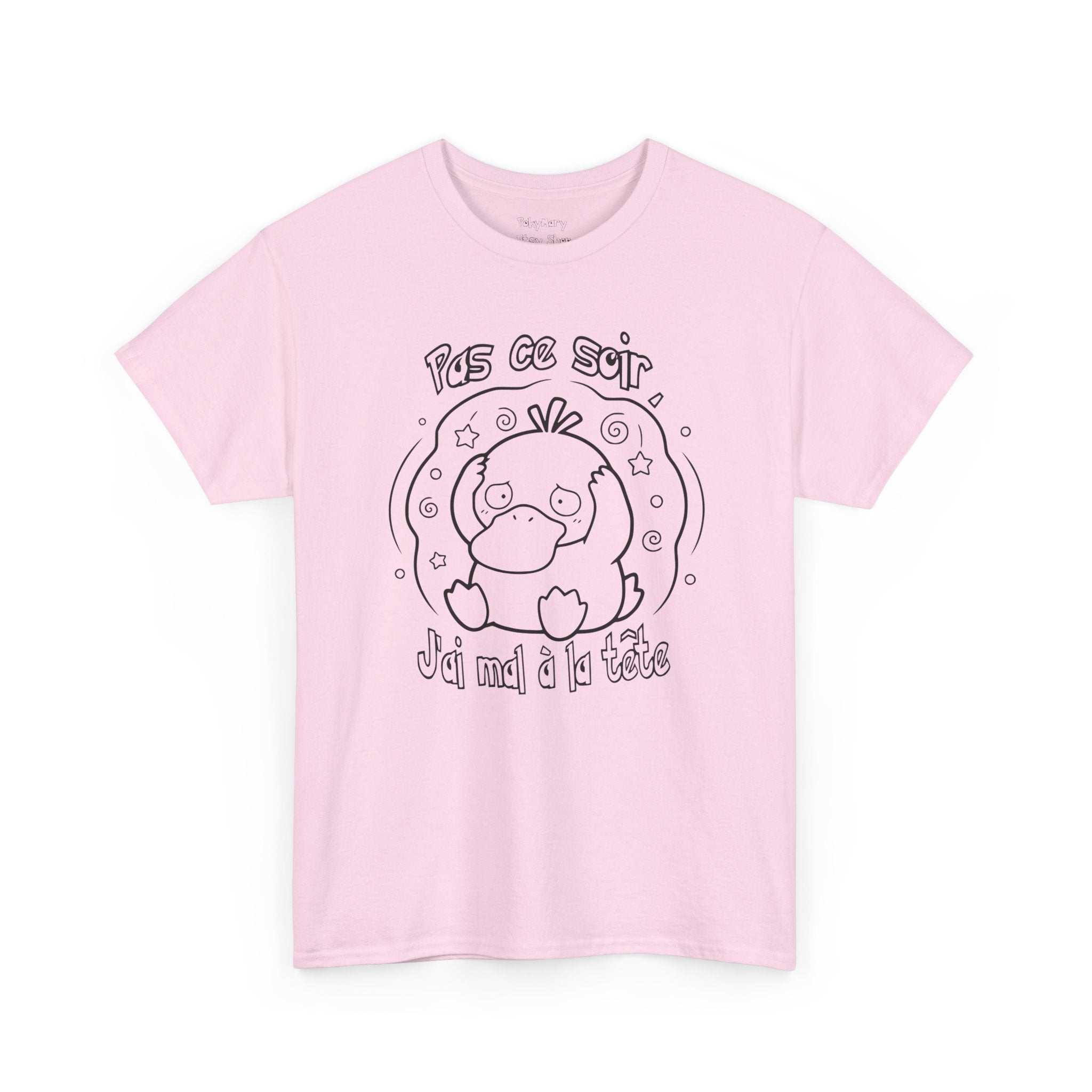 Canard Pas ce soir j'ai mal à la tête T-Shirt drôle francophone Animal Adorable Cadeau femme blonde copine
