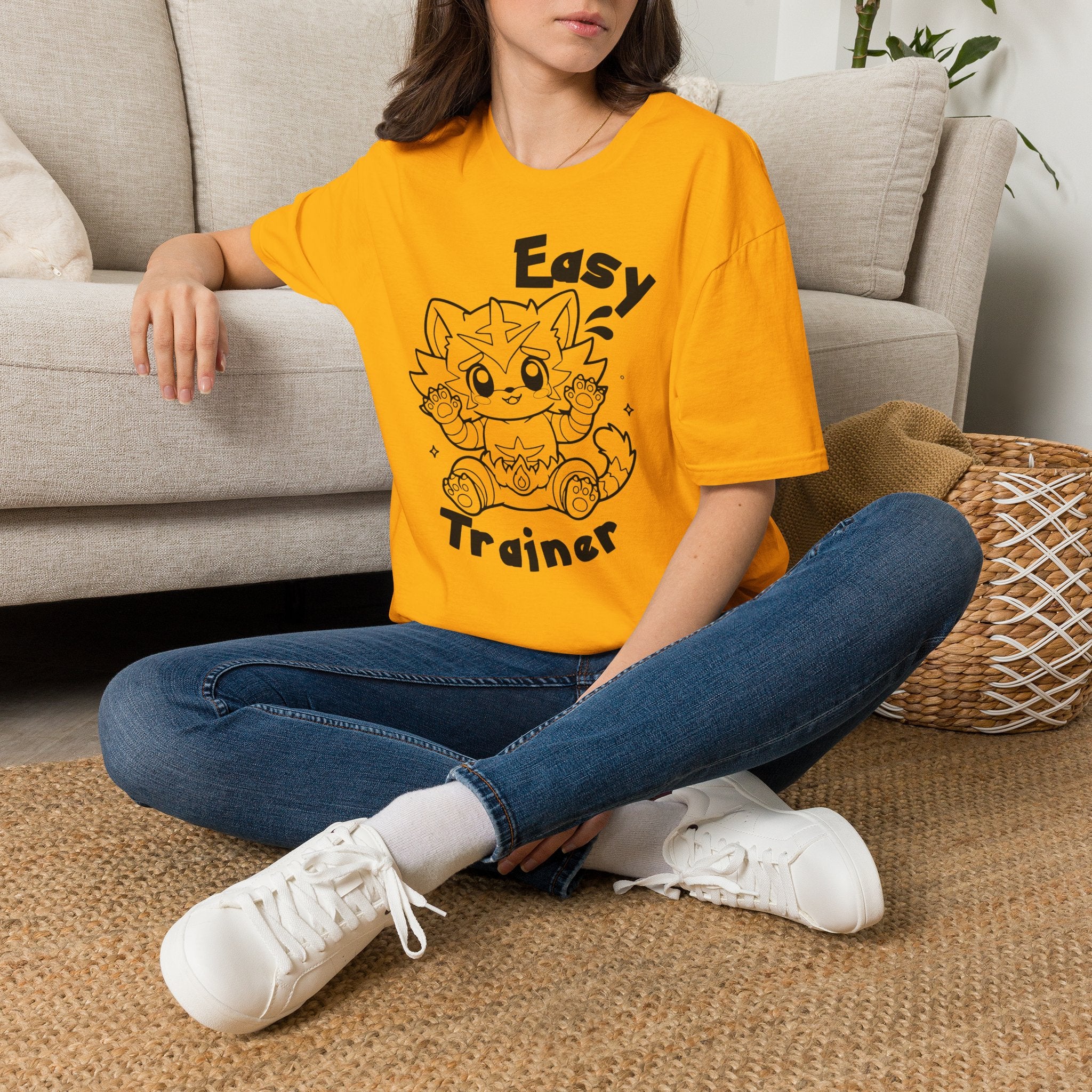 Easy Trainer T-Shirt | Cute Cartoon Easy Tiger Funny wrestling Cat Design Tee