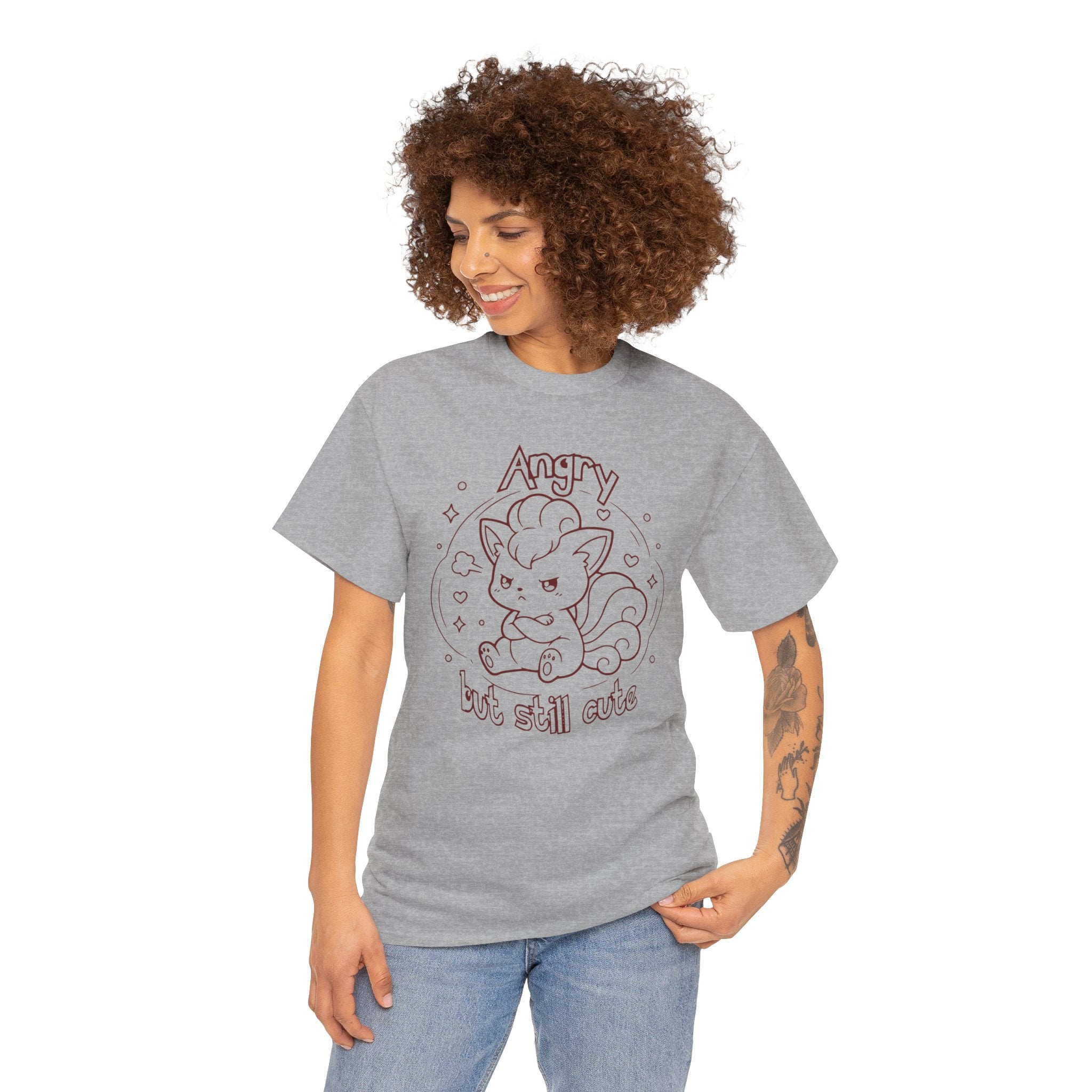 Fox Angry but still cute Grumpy Cute Fox Lady Shirt | Pouting Fox Illustration