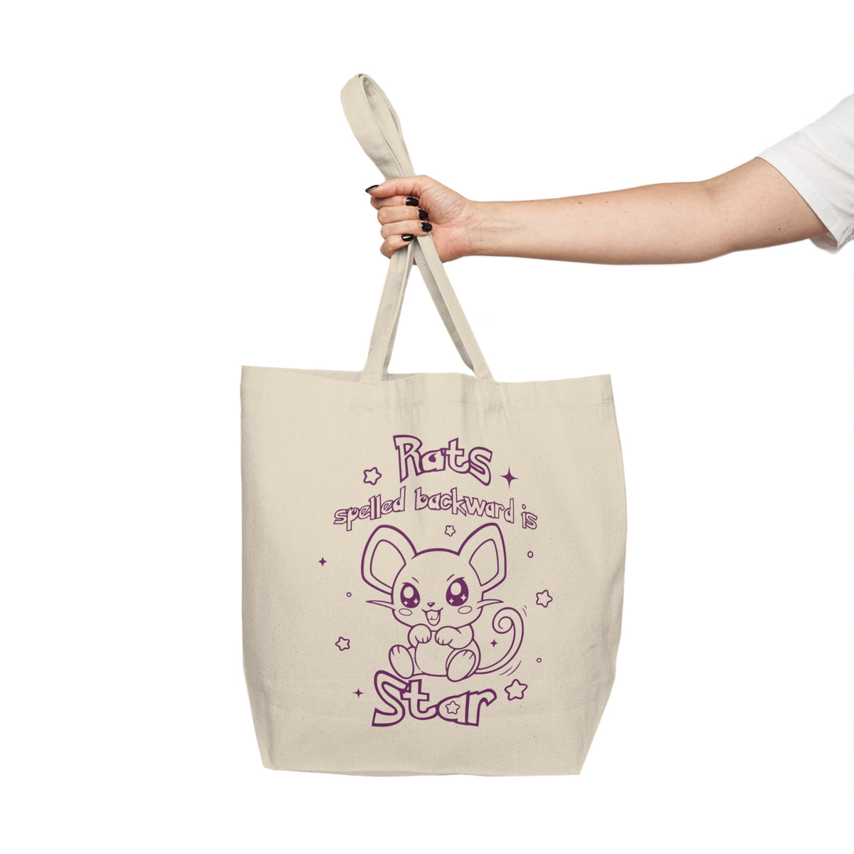 Rats spelled backward is star bag  cute rat Pkm canvas shopping totebag for gamer