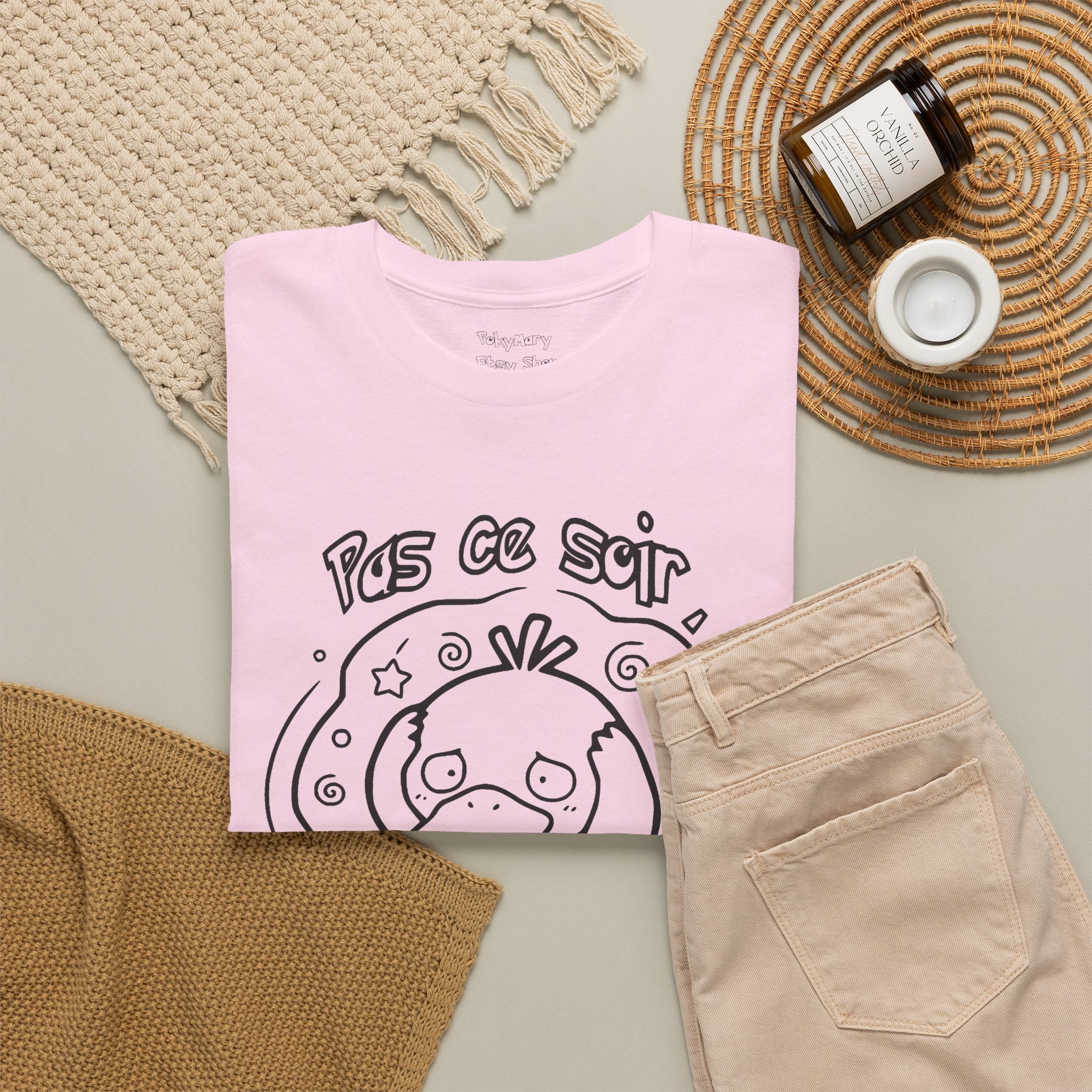 T-shirt inspiré de Psykokwak (Psyduck), Pas ce soir, j'ai mal à la tête