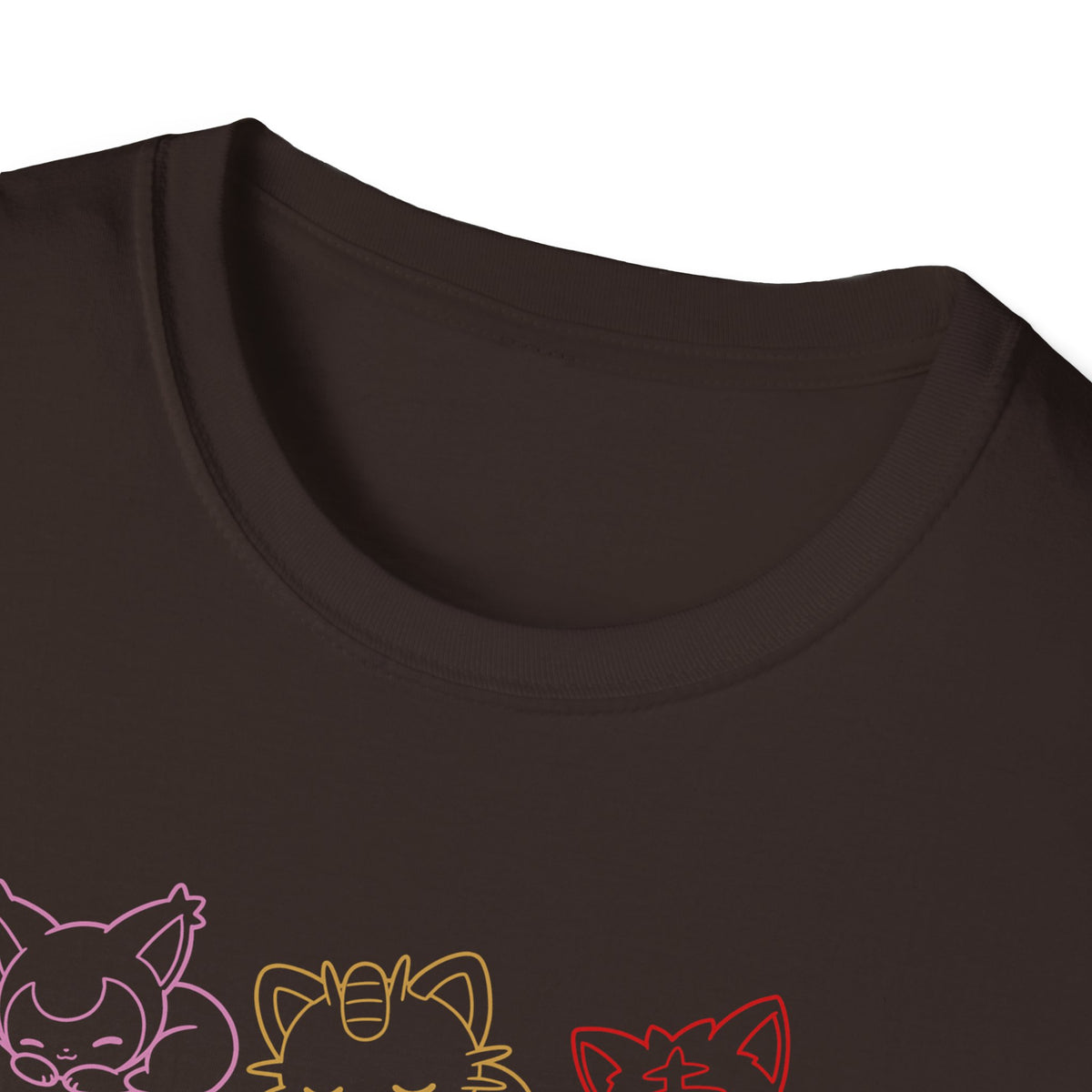 Sleeping Pokémon Cats Line Art T-Shirt | Pastel Rainbow Kitten Trio Anime Tee Shirt