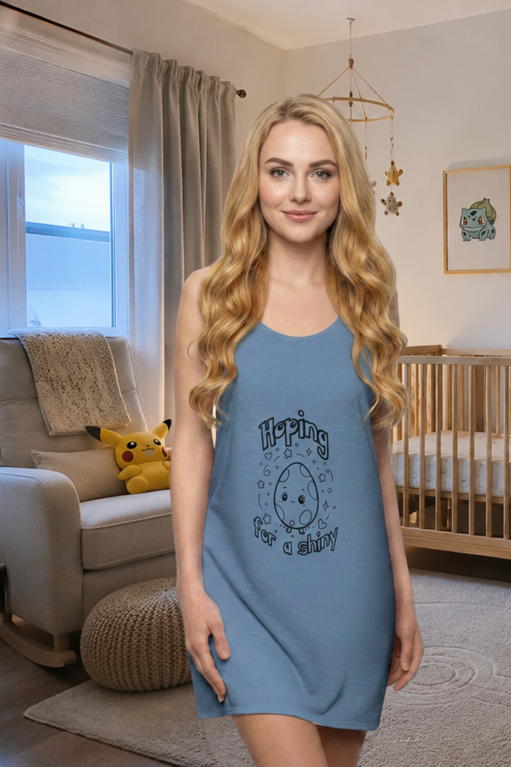 Funny Nightshirt for Women, Hoping for a Shiny Sleep Shirt, Cute Gamer Pajama Dress, Geek Gift for Her